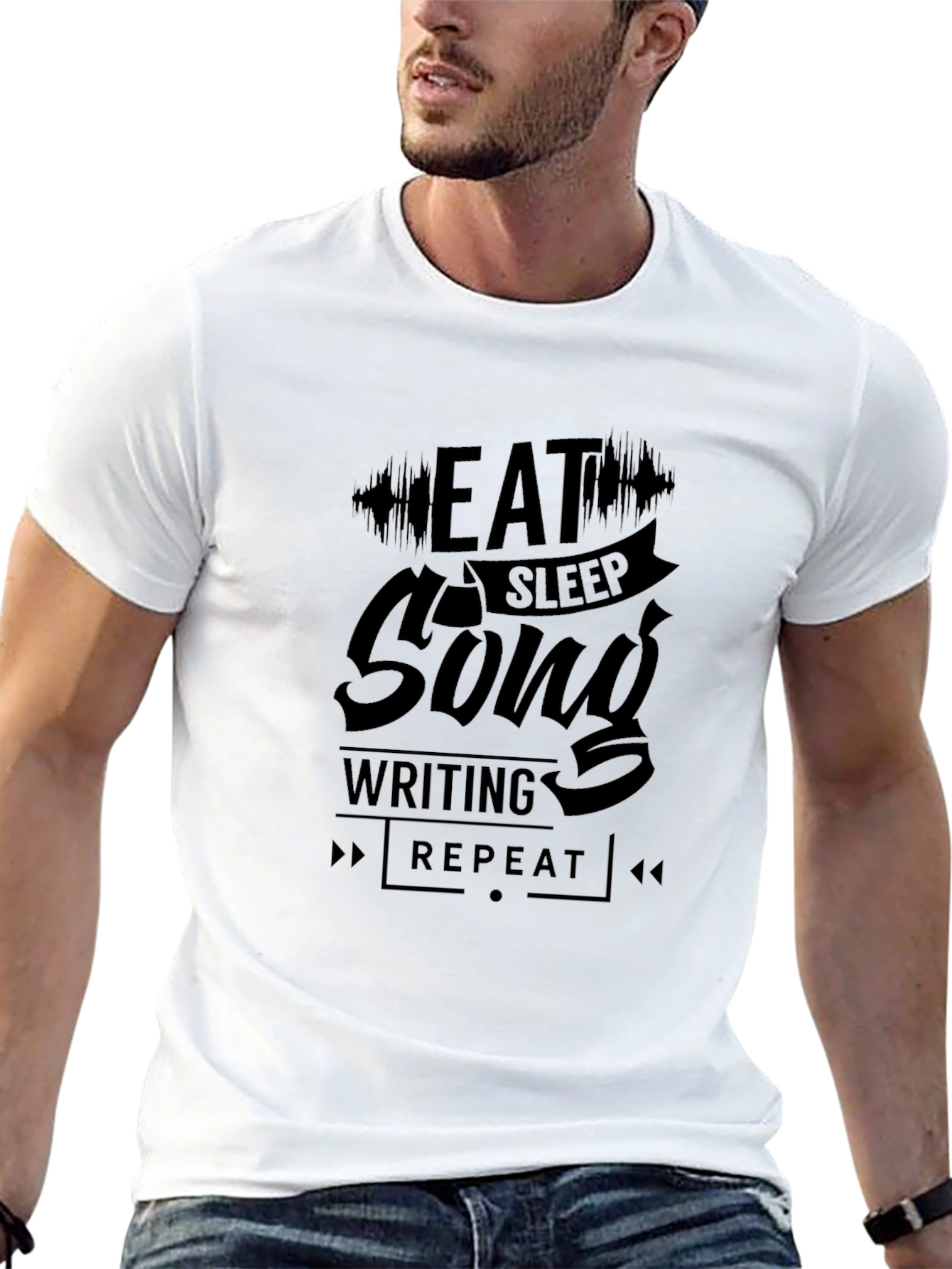 Eat Sleep Song Writing Repeat Black T-Shirt