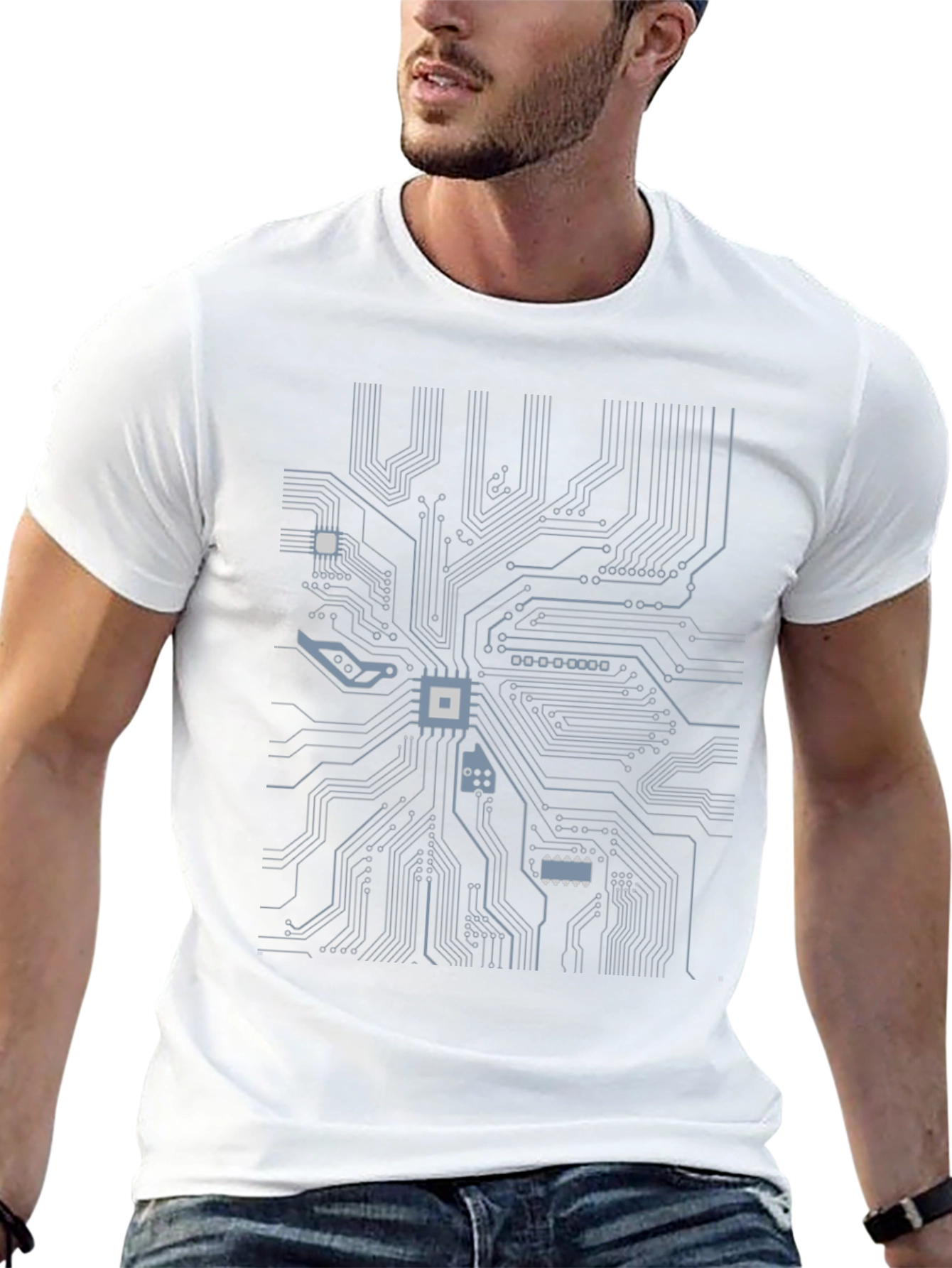Circuit Board Graphic Tee - Tech Style T-Shirt