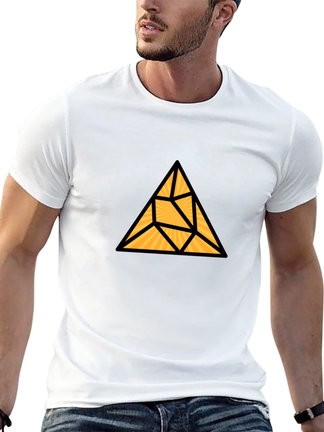 Geometric Triangle Graphic T-Shirt - Modern Black Tee