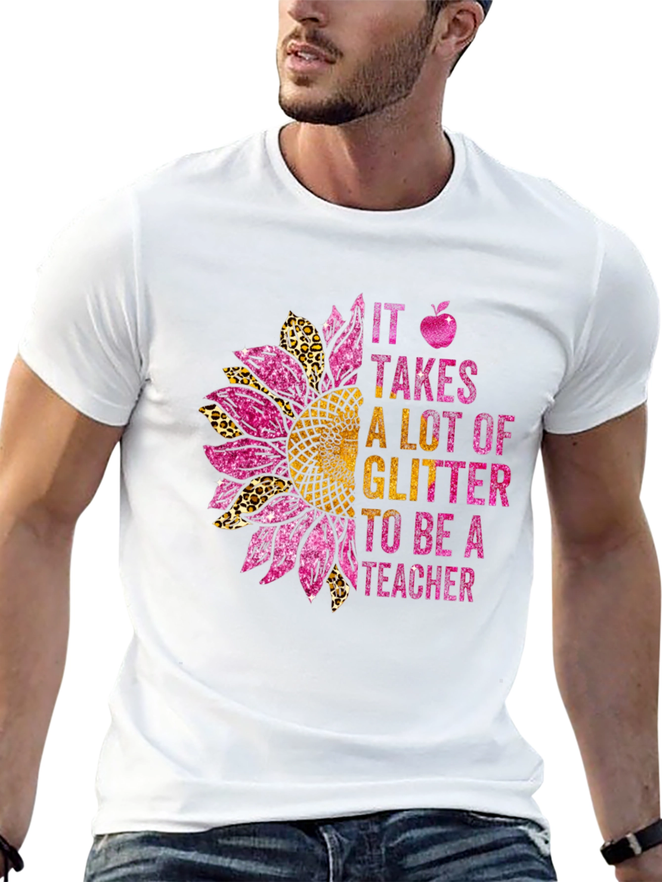 Glitter Teacher Sunflower T-Shirt