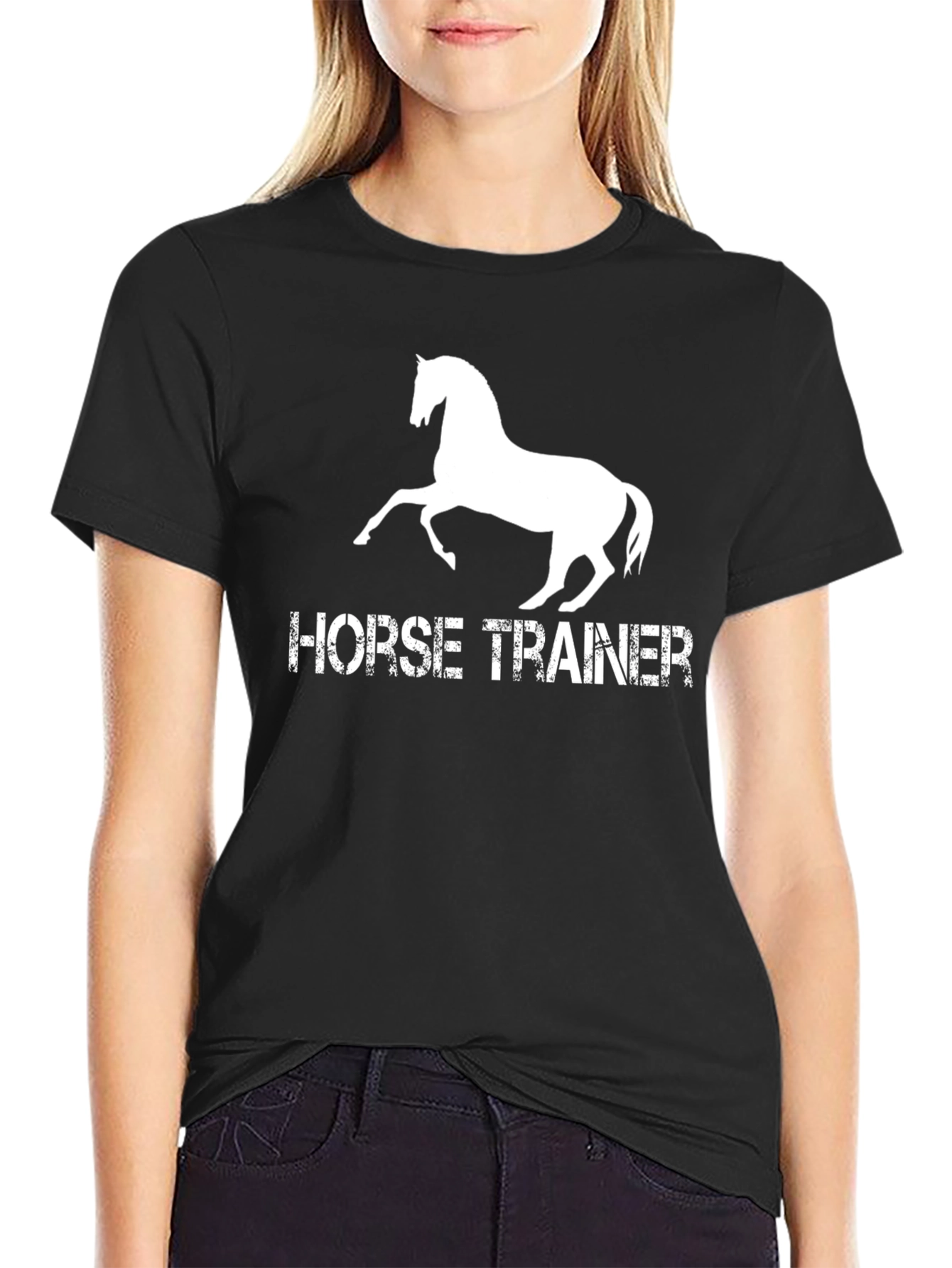 Horse Trainer T-Shirt - Black Crew Neck Tee
