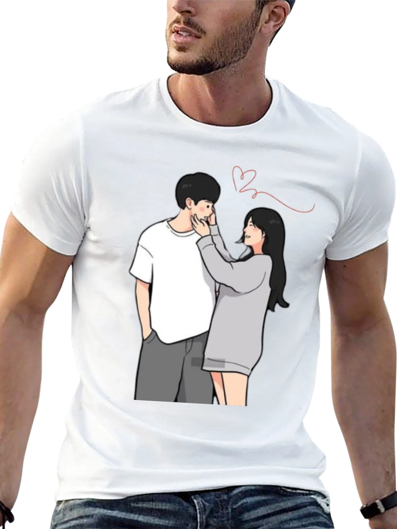 Couple Graphic Print Tee - Black