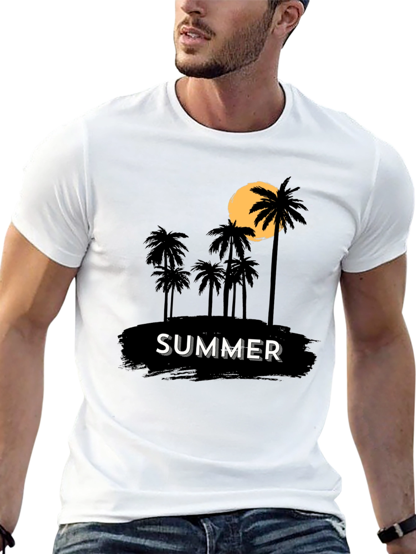 Summer Palm Tree Graphic Tee - Tropical Vacation Vibes