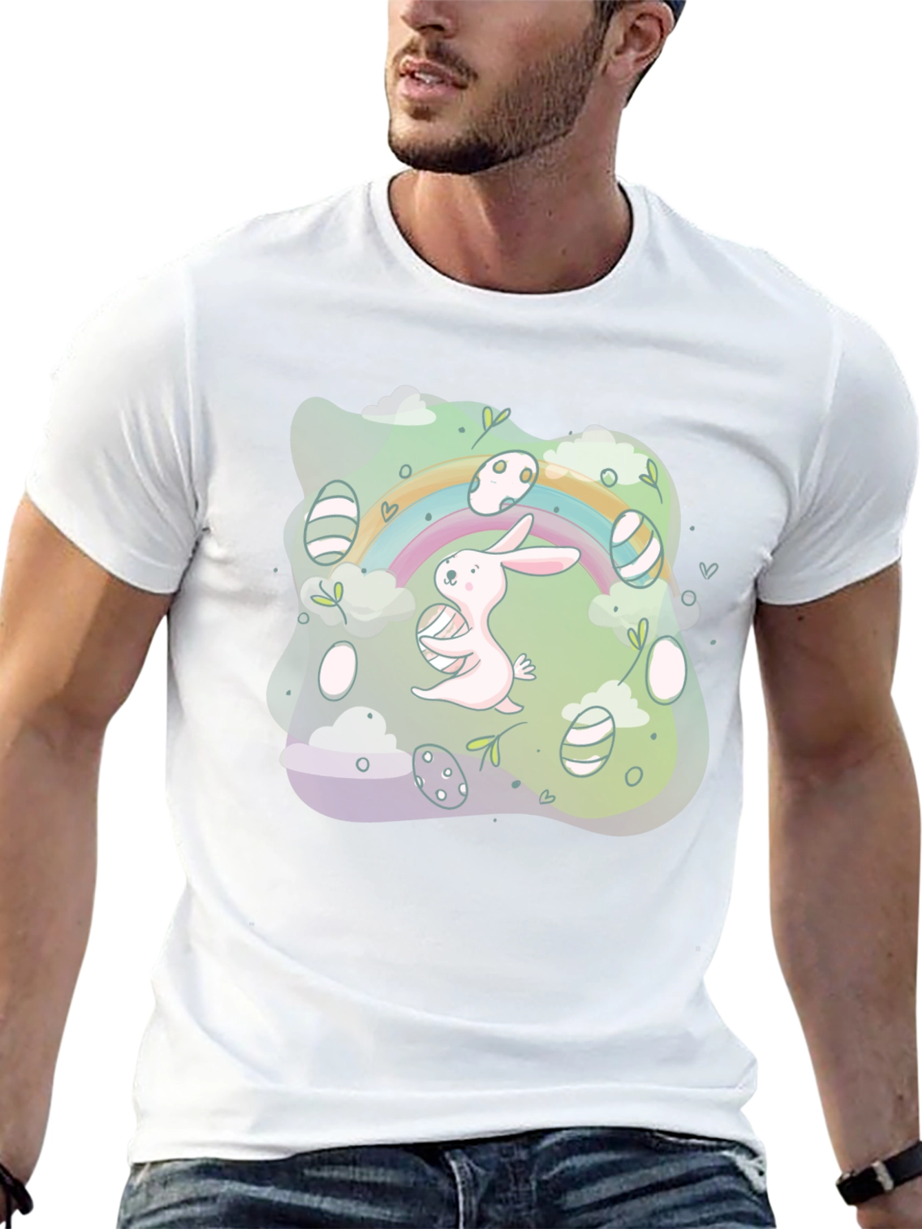 Easter Bunny Rainbow Graphic Tee