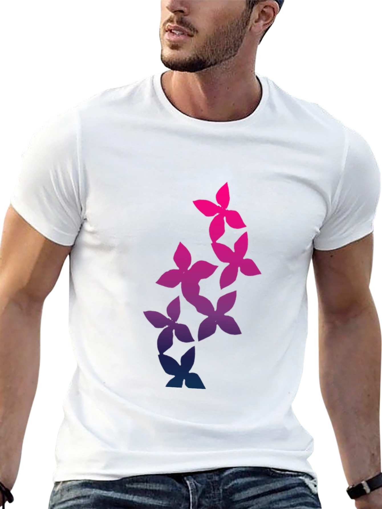 Floral Gradient T-Shirt - Stylish Mens Tee