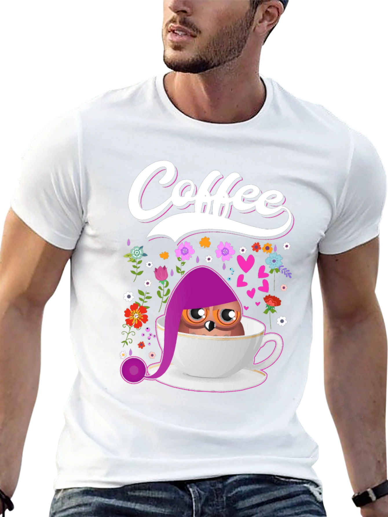 Coffee Owl T-Shirt - Cute Bird Design