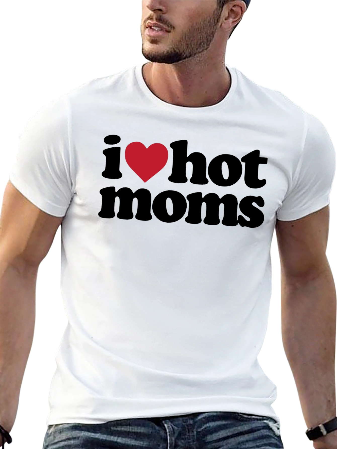 I Heart Hot Moms Black Graphic Tee