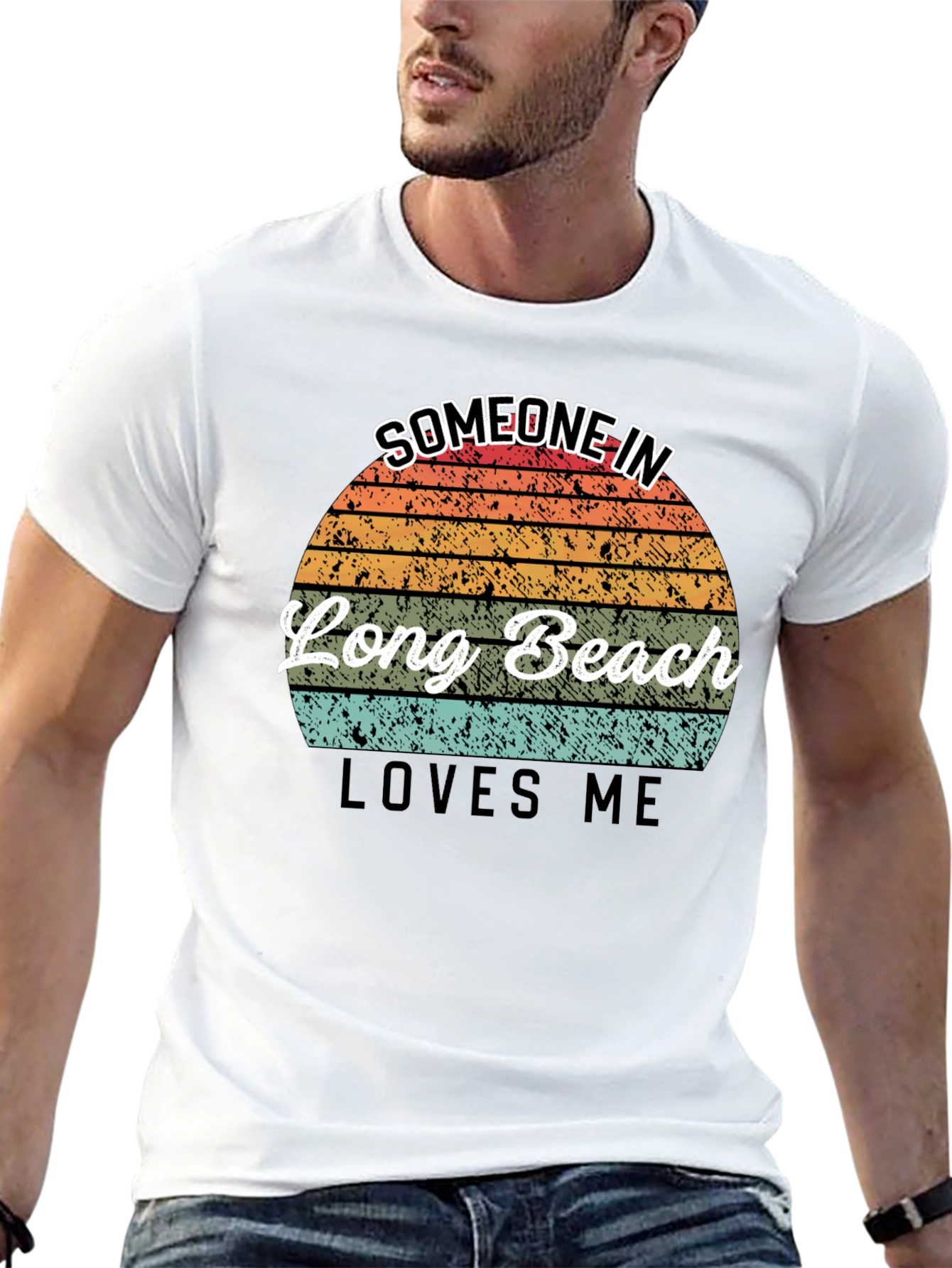 Long Beach Retro Sunset Graphic T-Shirt