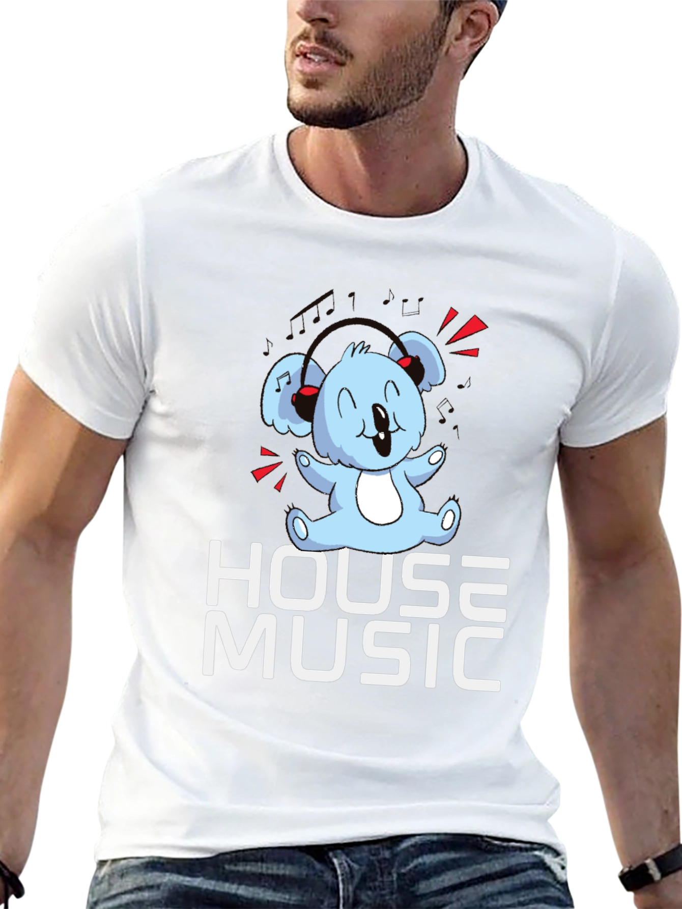 House Music Koala Bear T-Shirt - Black Graphic Tee
