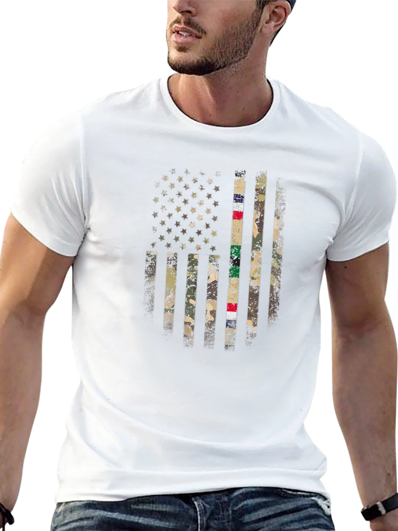 Camo American Flag Graphic T-Shirt