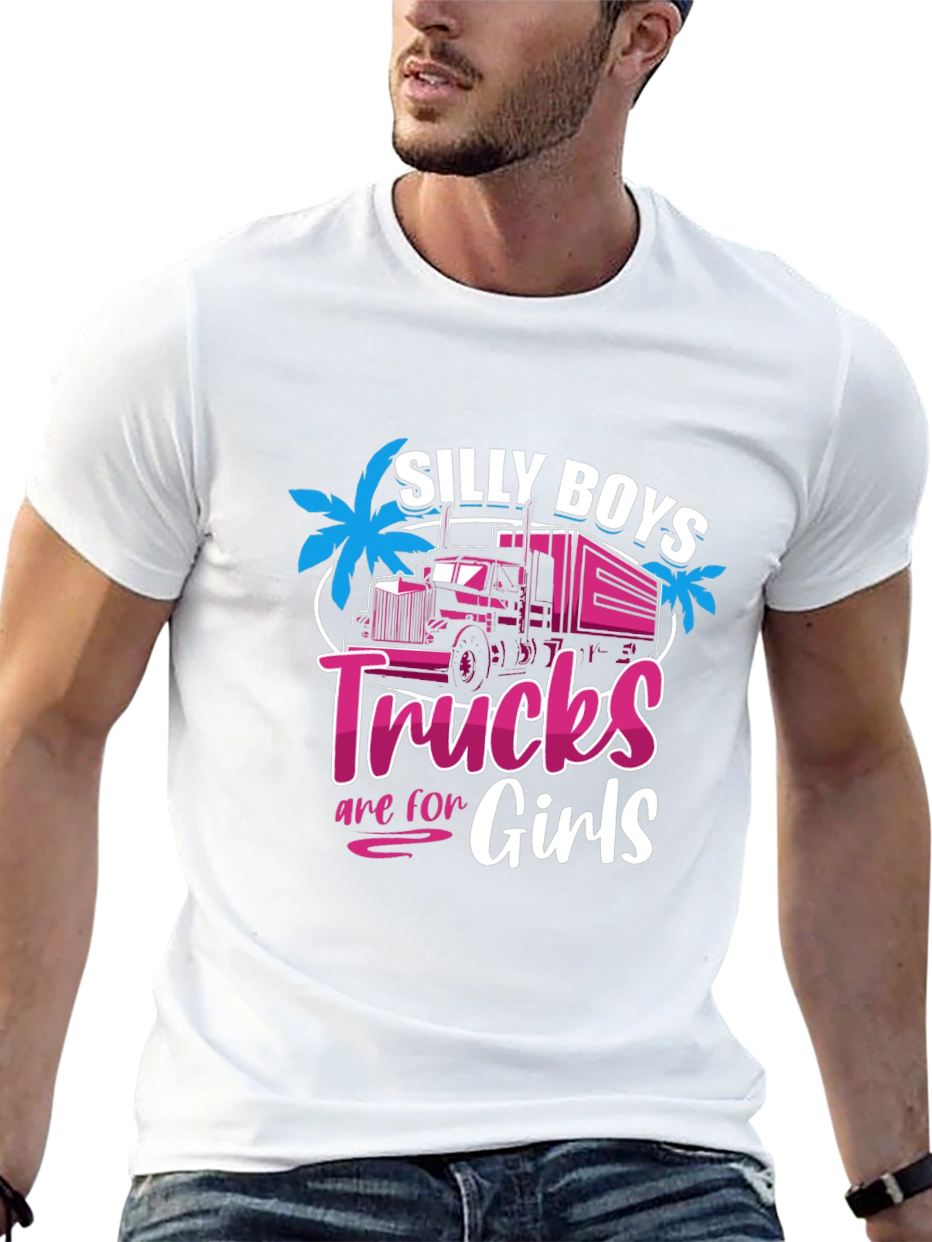 Silly Boys Trucks Are For Girls Black T-Shirt