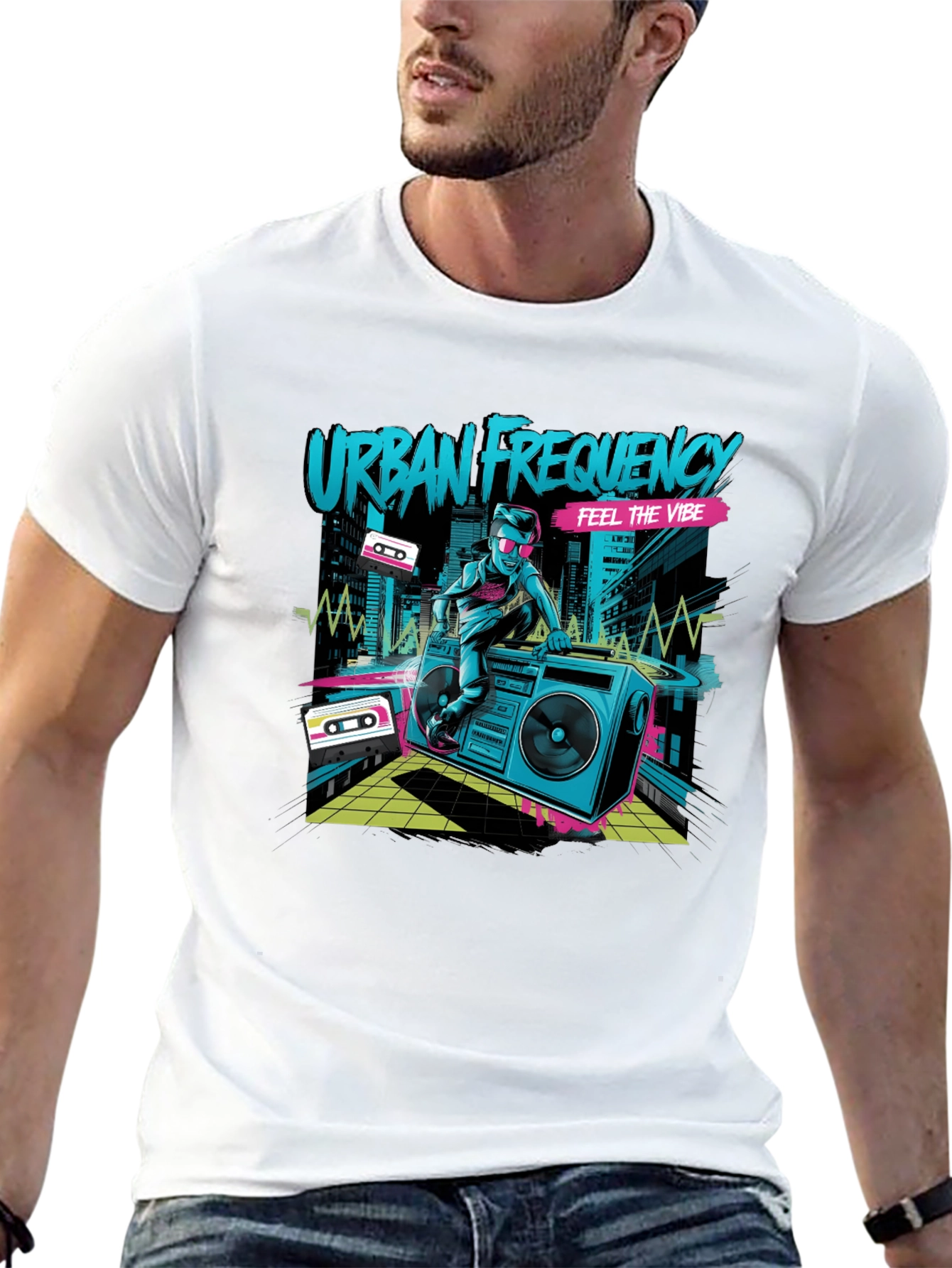 Urban Frequency Black Graphic T-Shirt