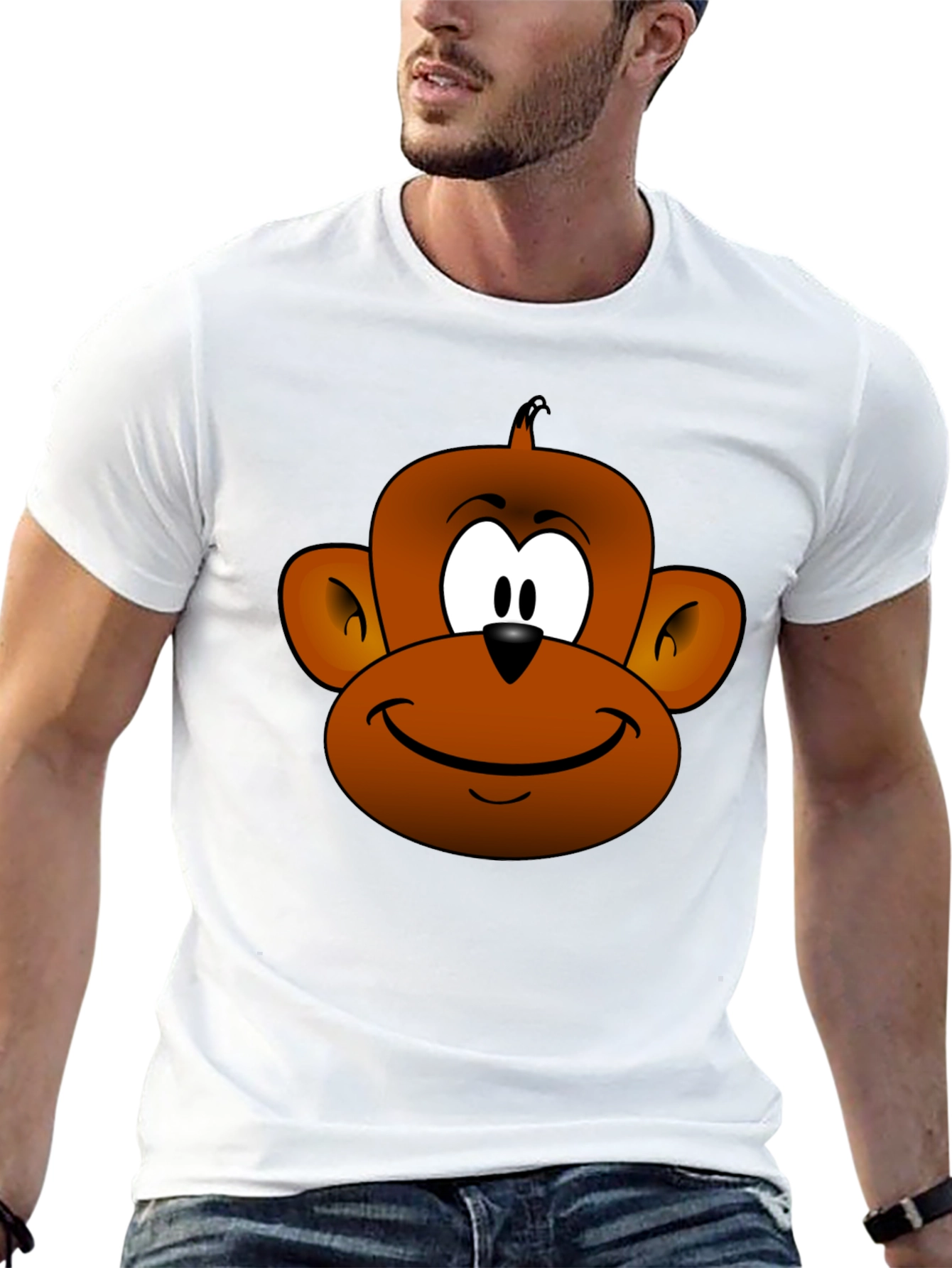 Cartoon Monkey Face T-Shirt