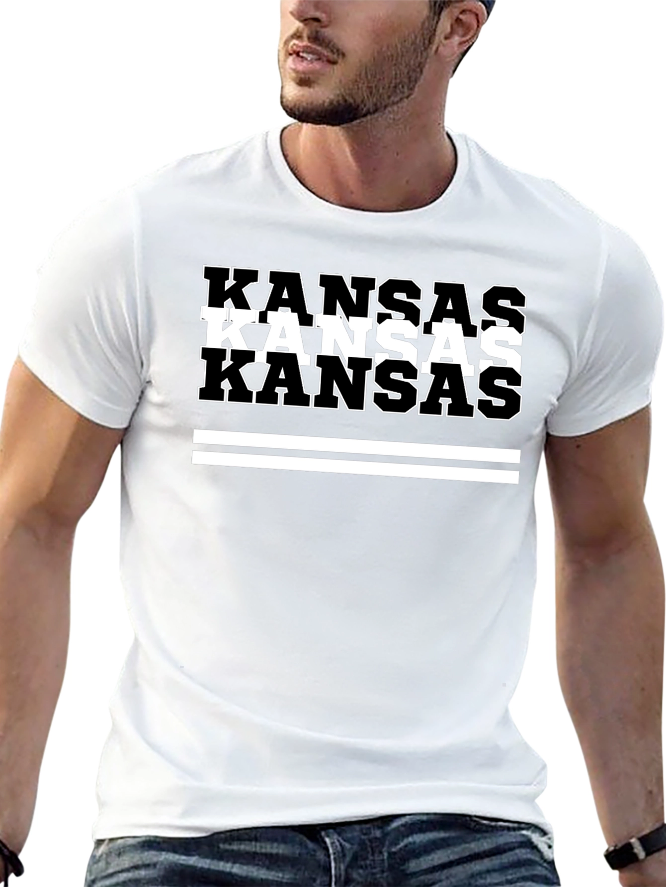 Kansas Text Graphic Black T-Shirt