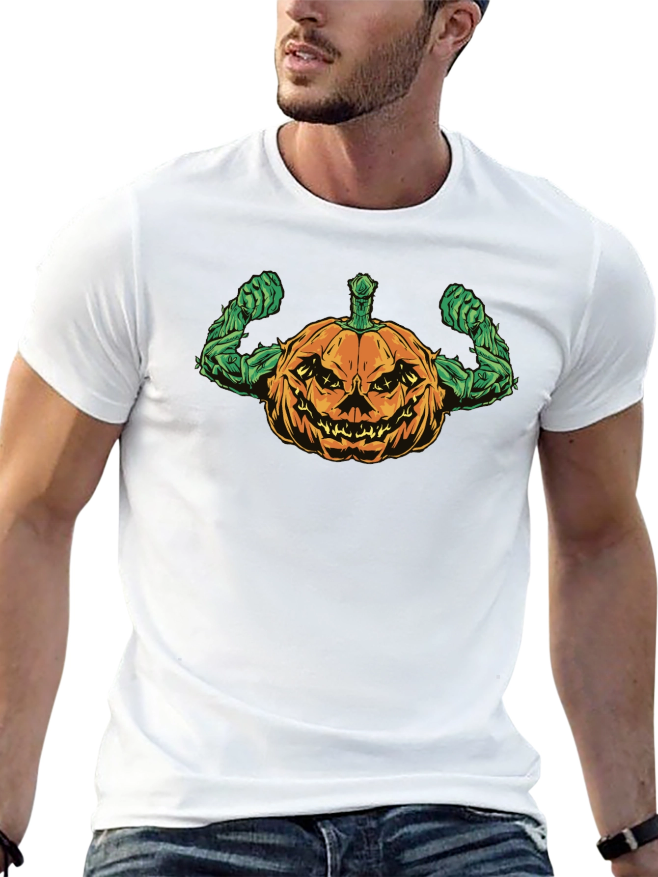 Halloween Pumpkin Muscle T-Shirt