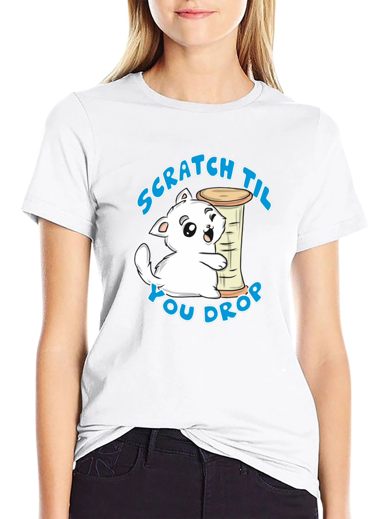 Scratch Til You Drop Cat Graphic T-Shirt