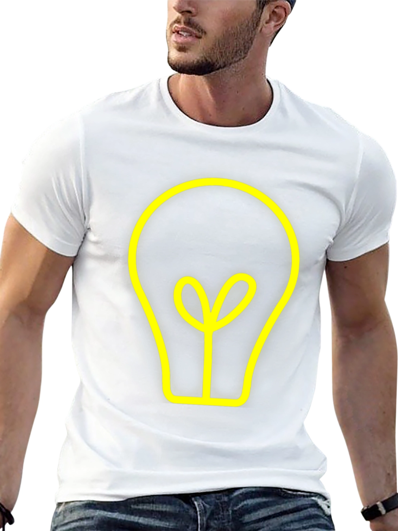 Idea Bulb Graphic Tee - Stylish Black Cotton T-Shirt