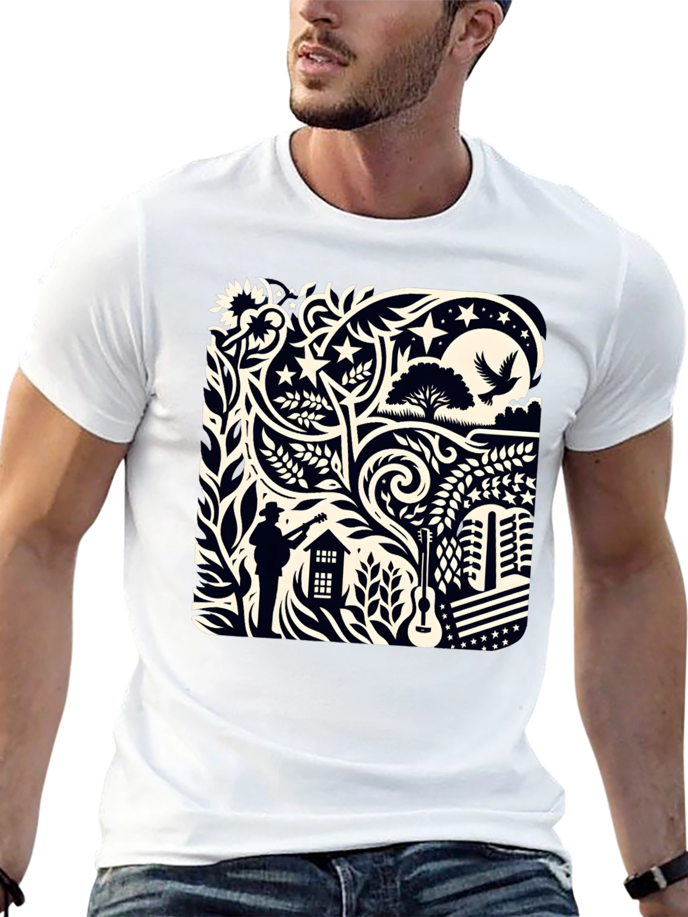 Artistic Black Graphic Tee Shirt
