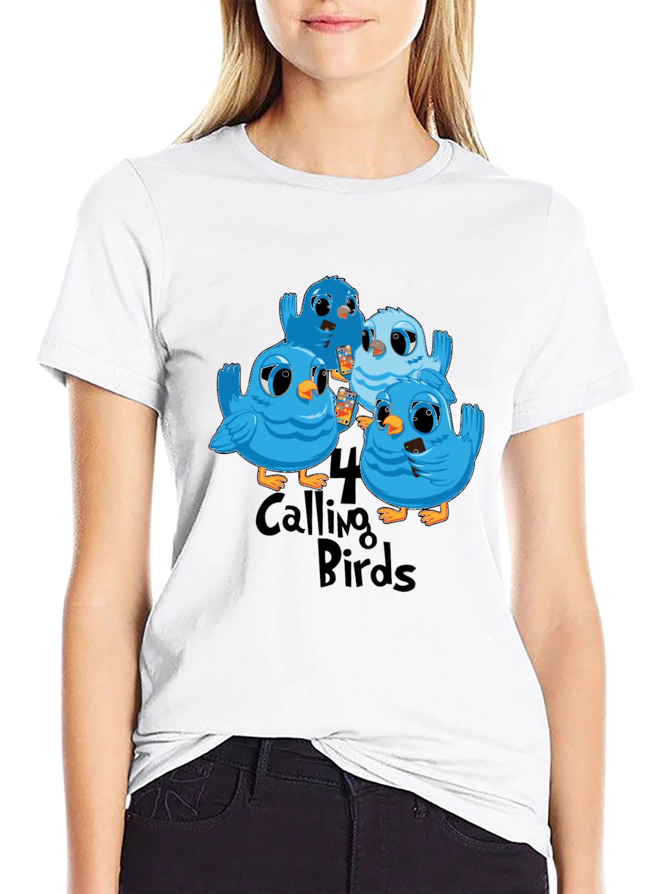 4 Calling Birds Graphic Tee Holiday Gift