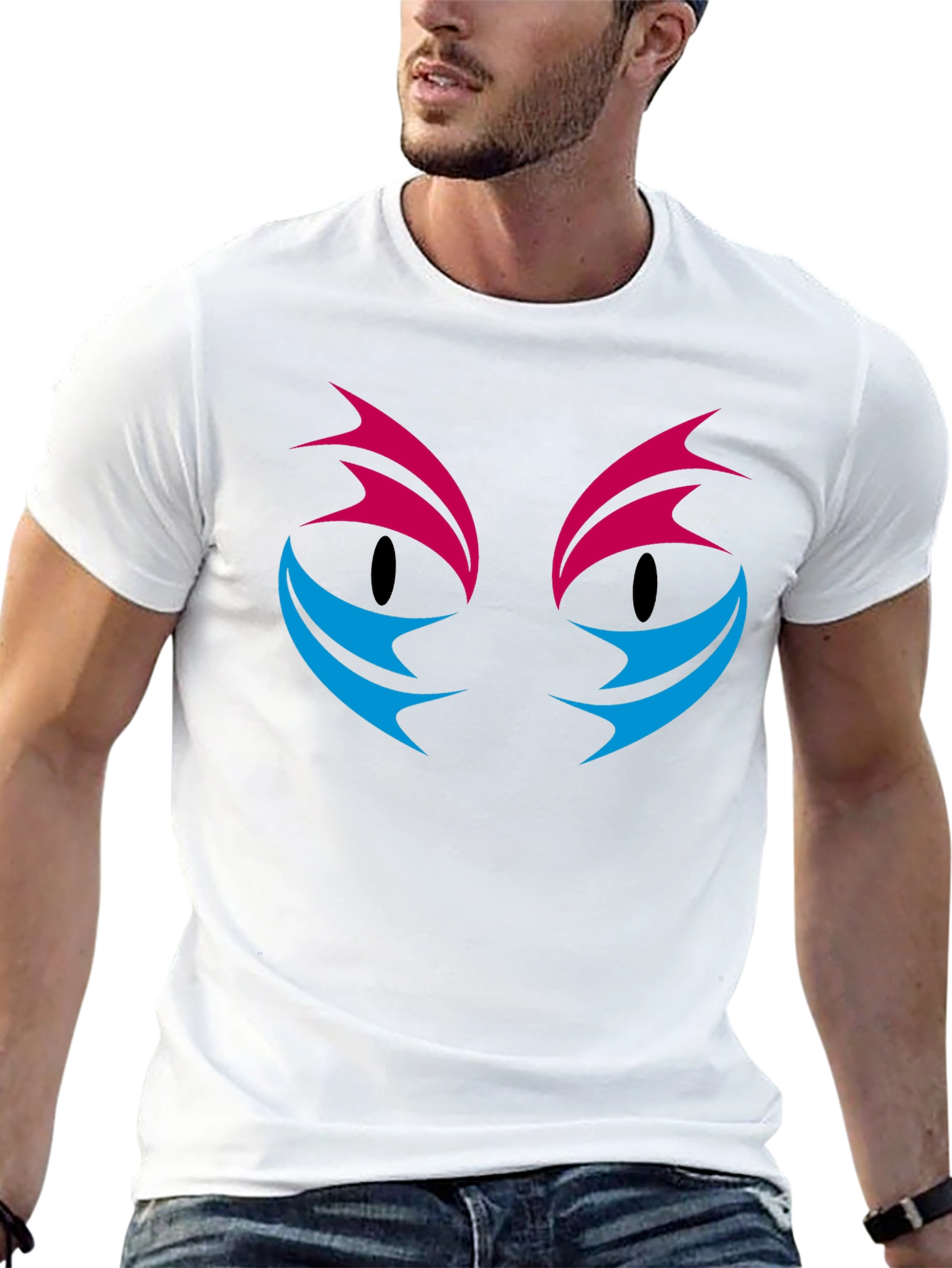 Abstract Cat Eyes Graphic Print T-Shirt