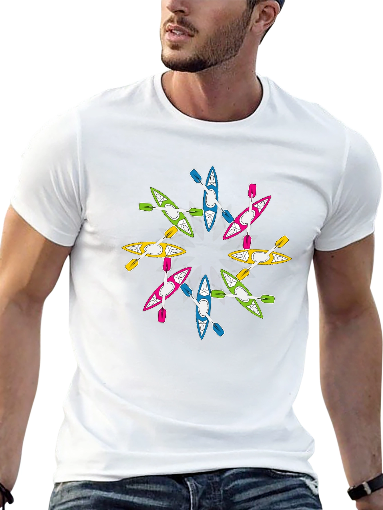 Kayak Circle Graphic T-Shirt Unique Design