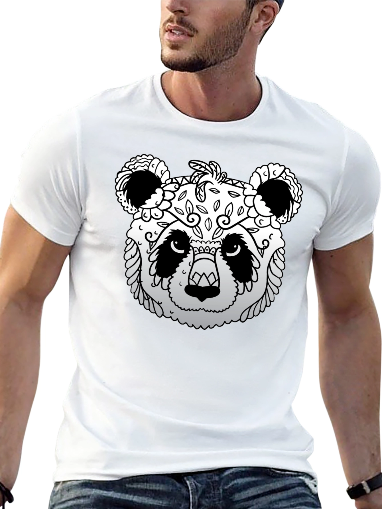 Panda Sugar Skull Graphic Tee - Mens Black T-Shirt