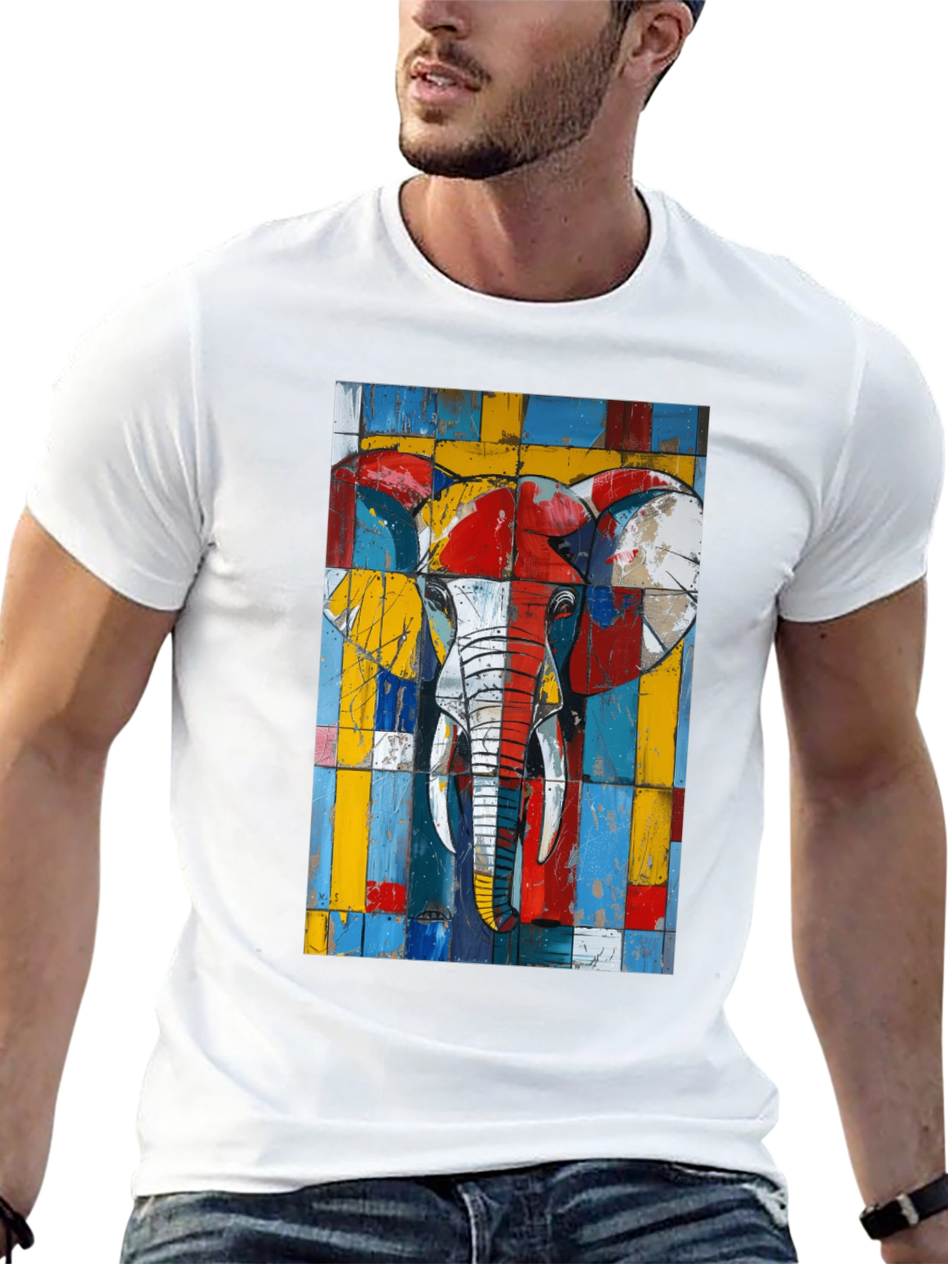 Abstract Elephant Graphic Tee - Modern Art Design
