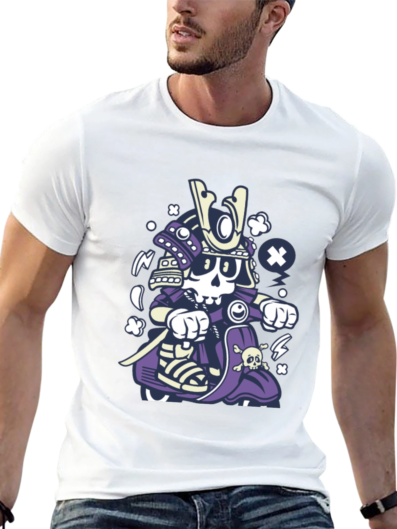 Skull Samurai Rider Black T-Shirt