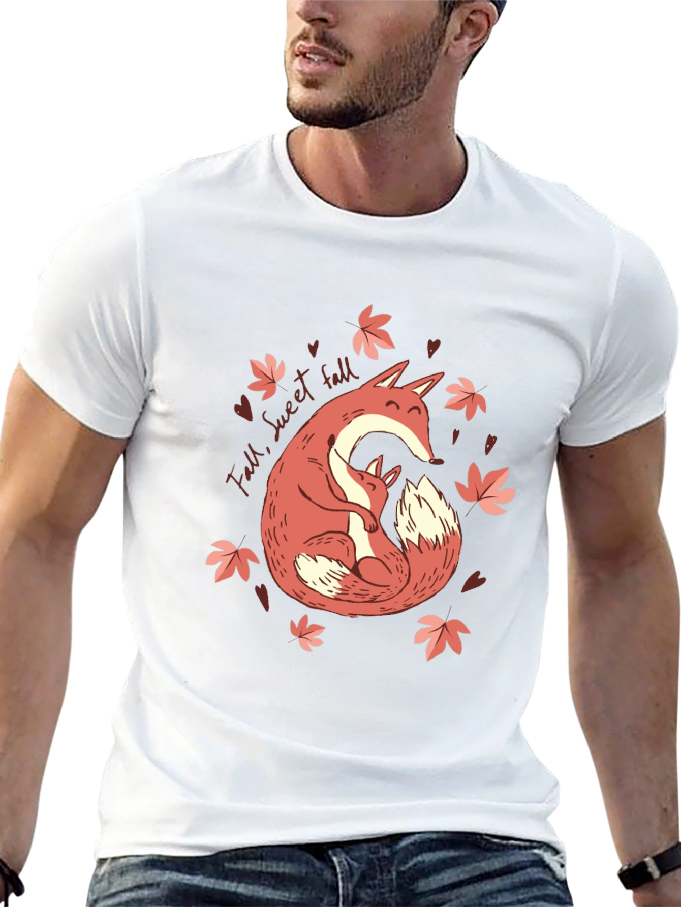 Fall Fox Hug T-Shirt - Sweet Autumn Comfort