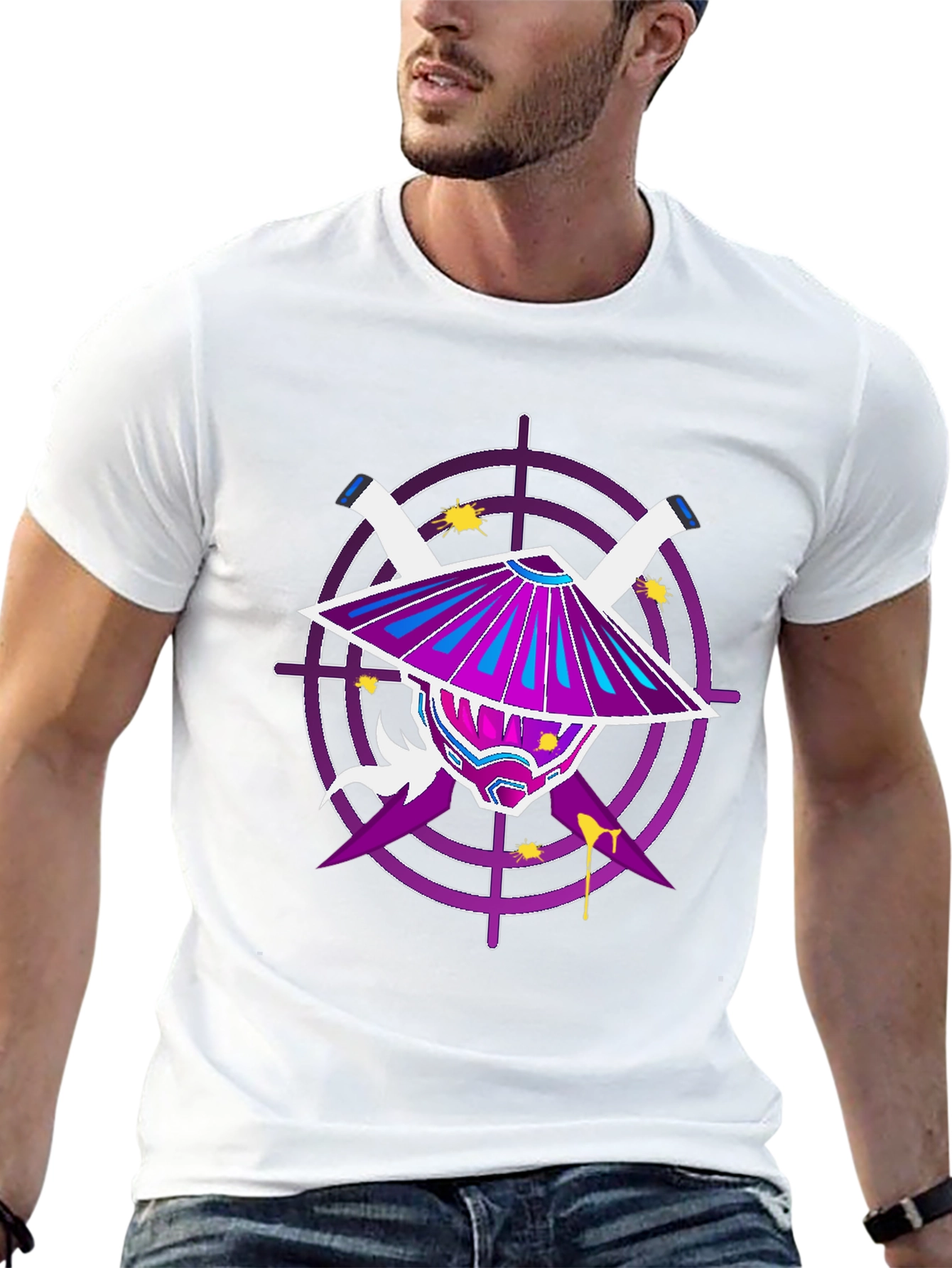Samurai Mask Graphic Tee - Mens Black T-Shirt