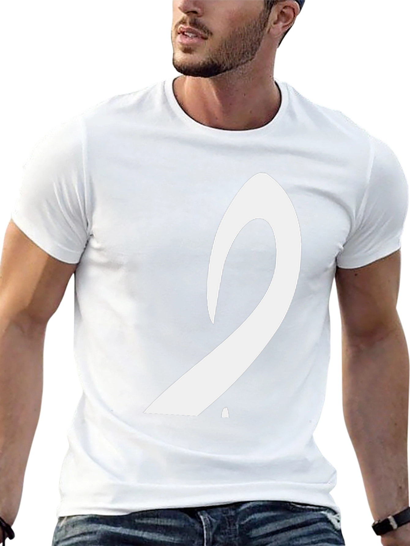 Mens Black T-Shirt with White Arabic Letter Design