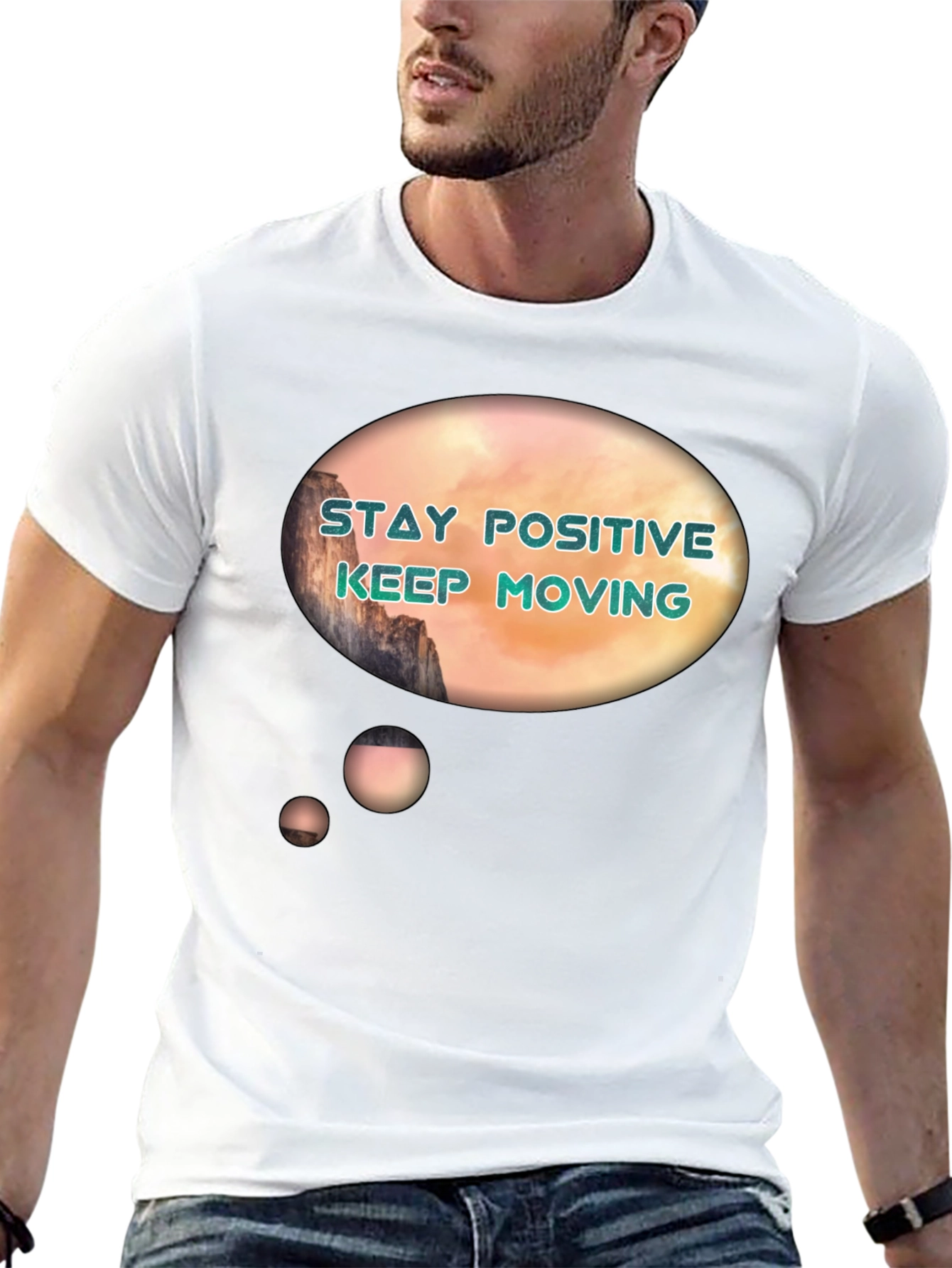 Positive Vibes Graphic Tee - Stay Positive Keep Moving