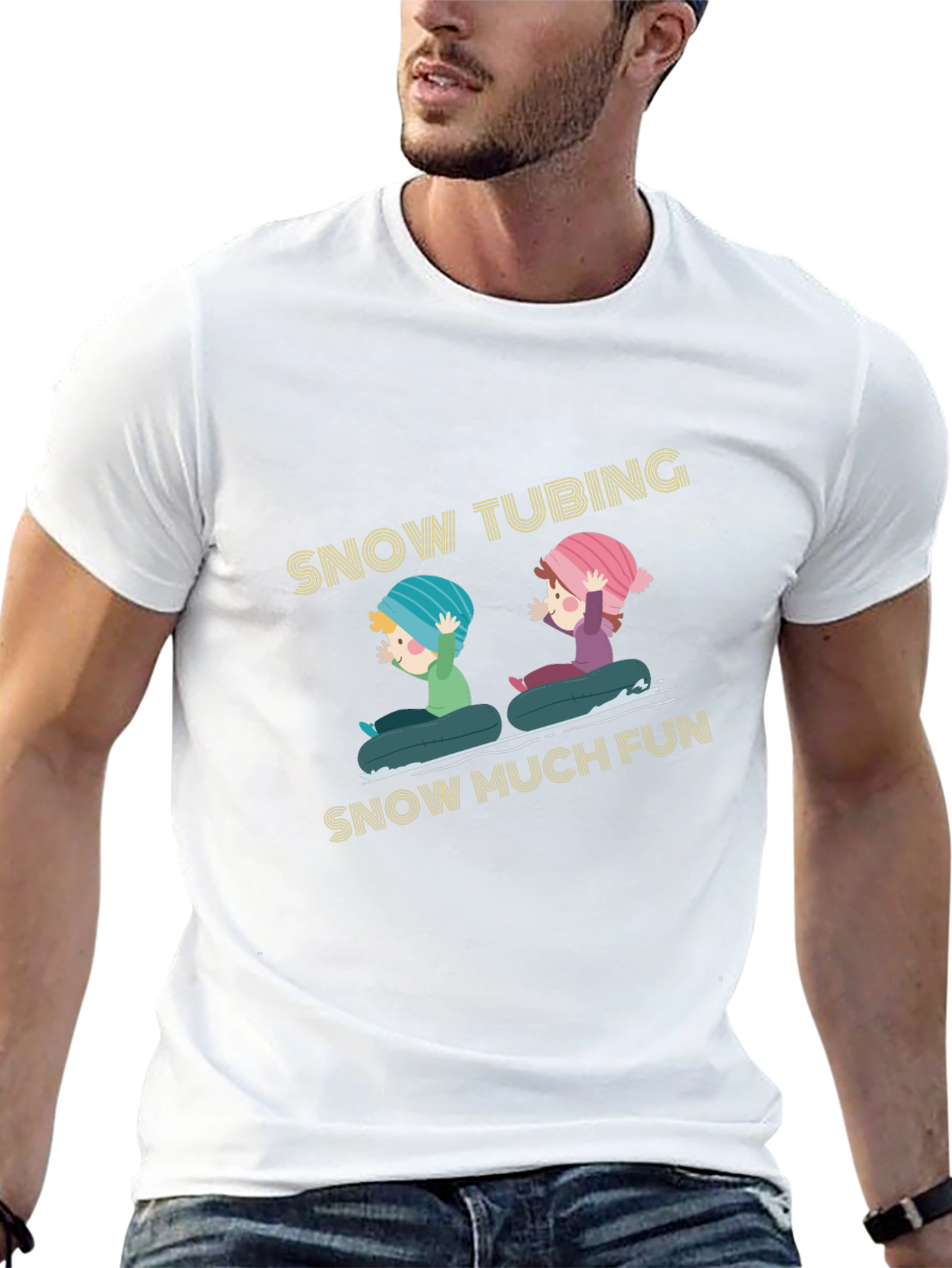 Snow Tubing Graphic Tee - Winter Fun T-Shirt