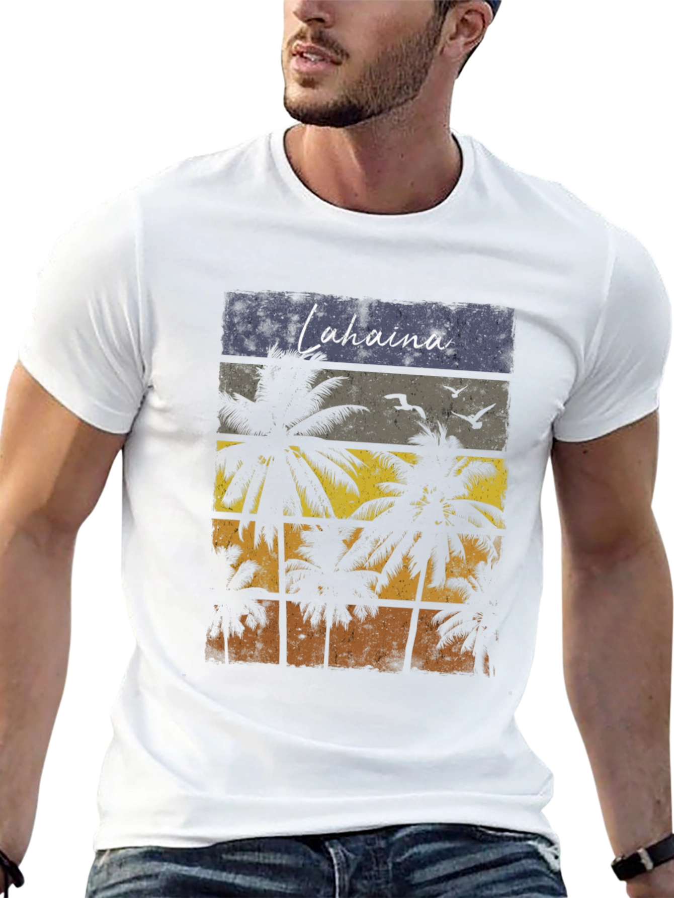 Lahaina Palm Tree Graphic T-Shirt - Retro Beach Design