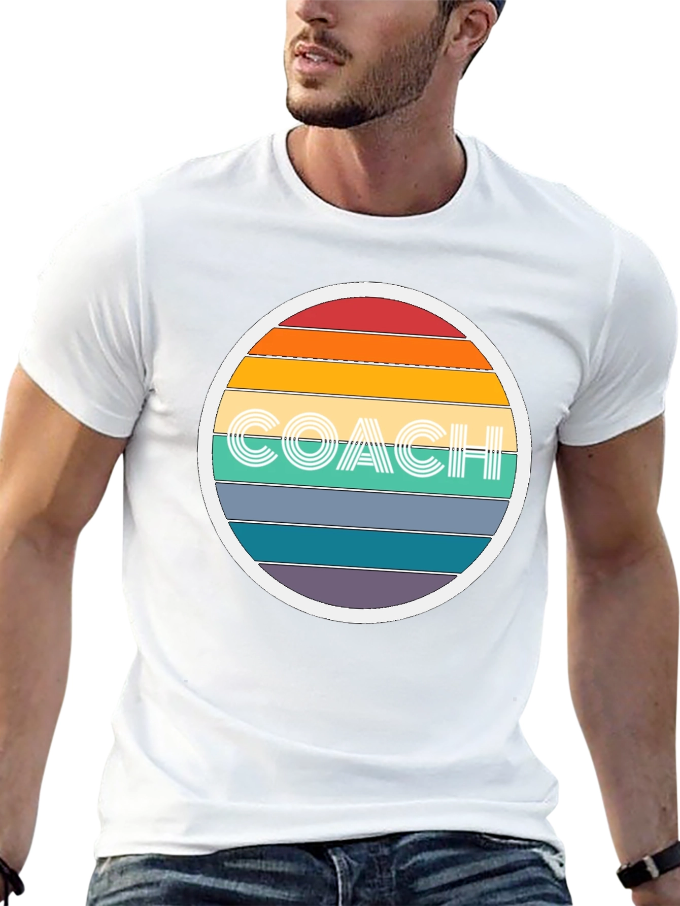 Retro Coach T-Shirt - Rainbow Design