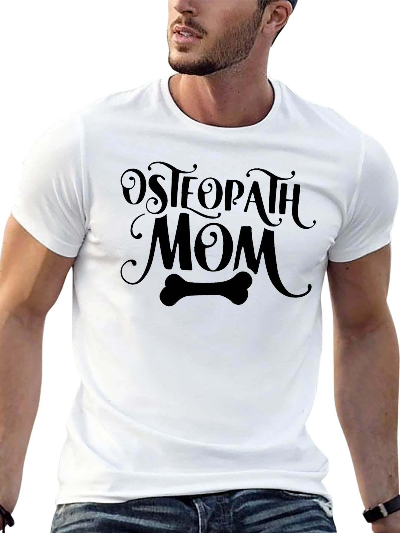Osteopath Mom Black T-Shirt - Bone Graphic
