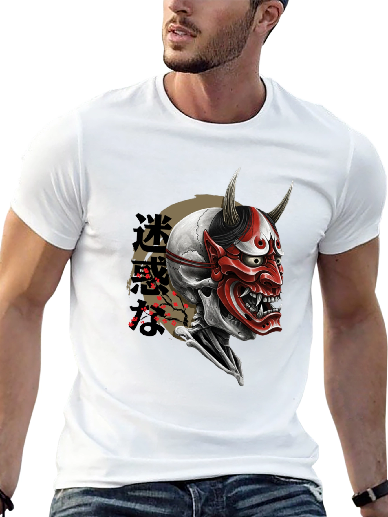 Japanese Oni Skull T-Shirt - Mens Graphic Tee