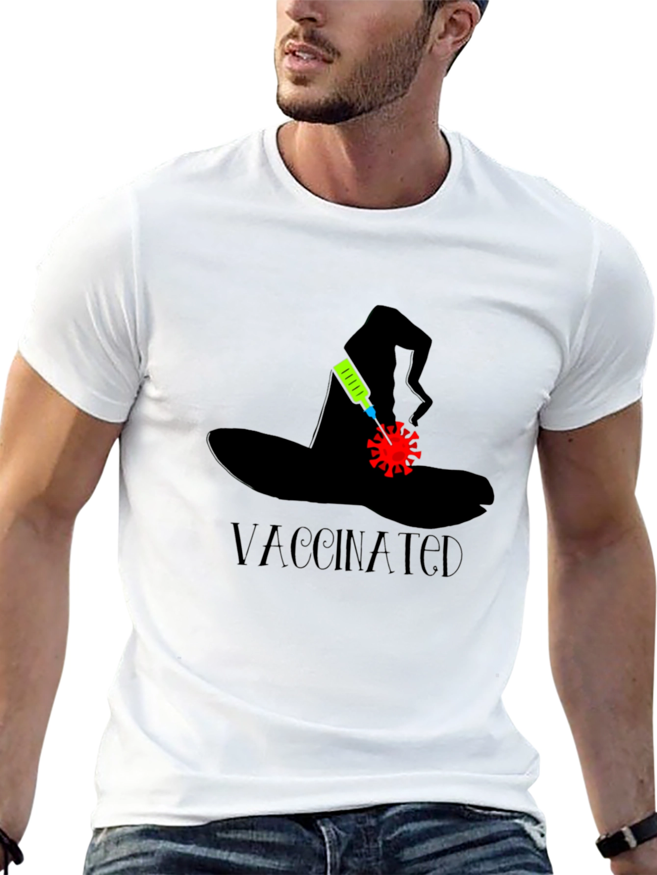 Vaccinated Halloween Witch Hat T-Shirt