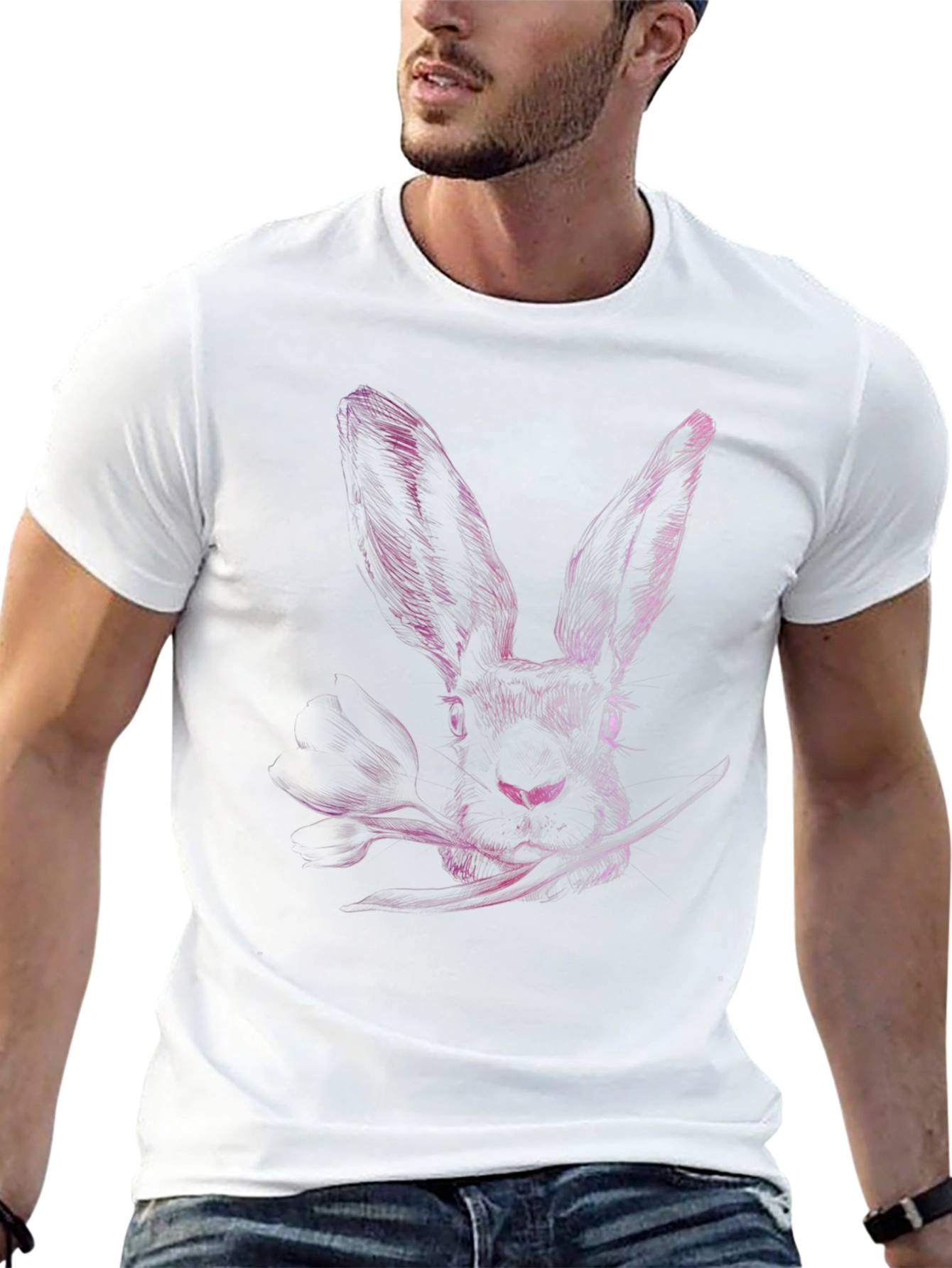 Rabbit Graphic Print Crew Neck T-Shirt