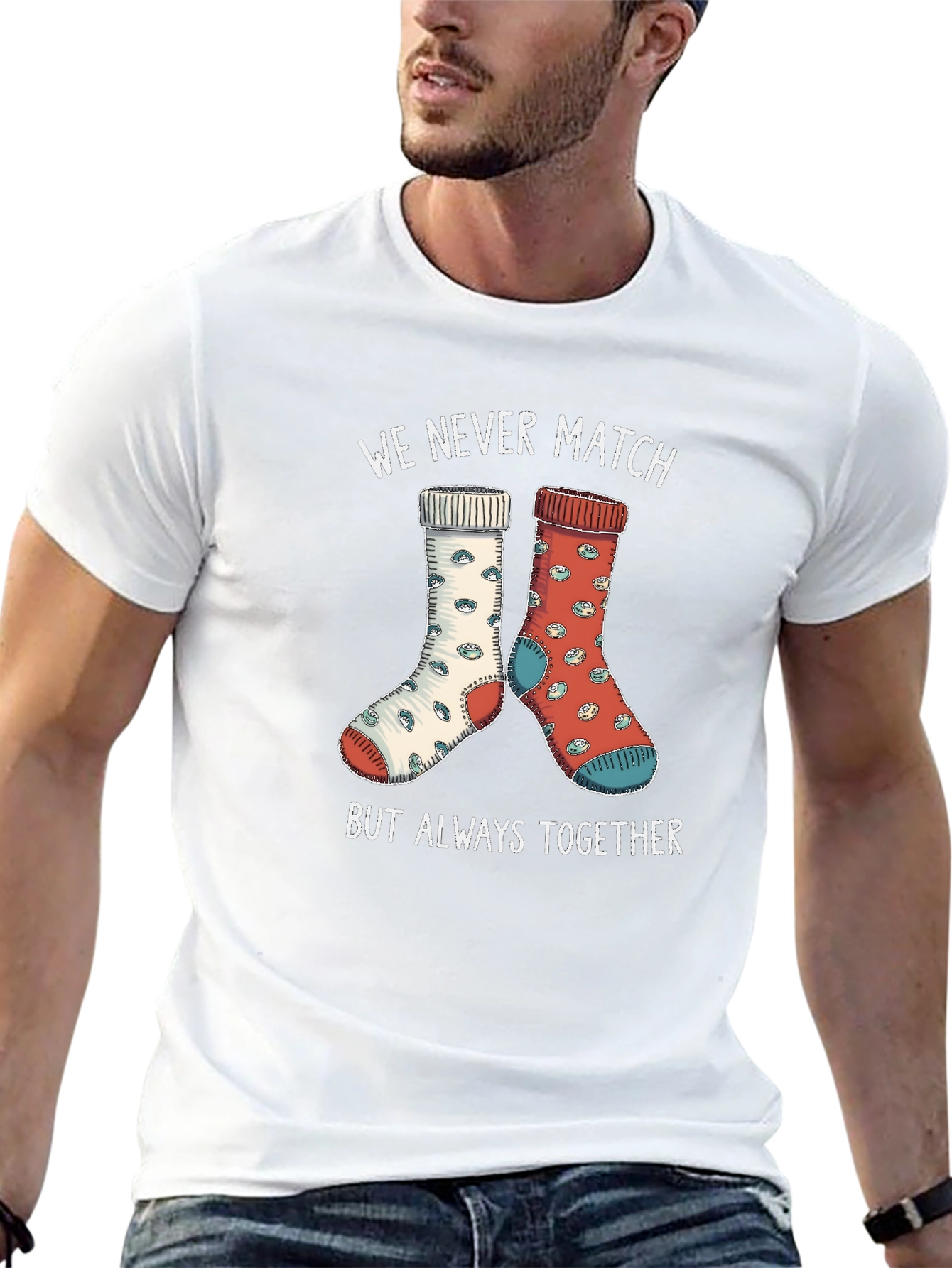 Funny Mismatch Socks T-Shirt - Always Together