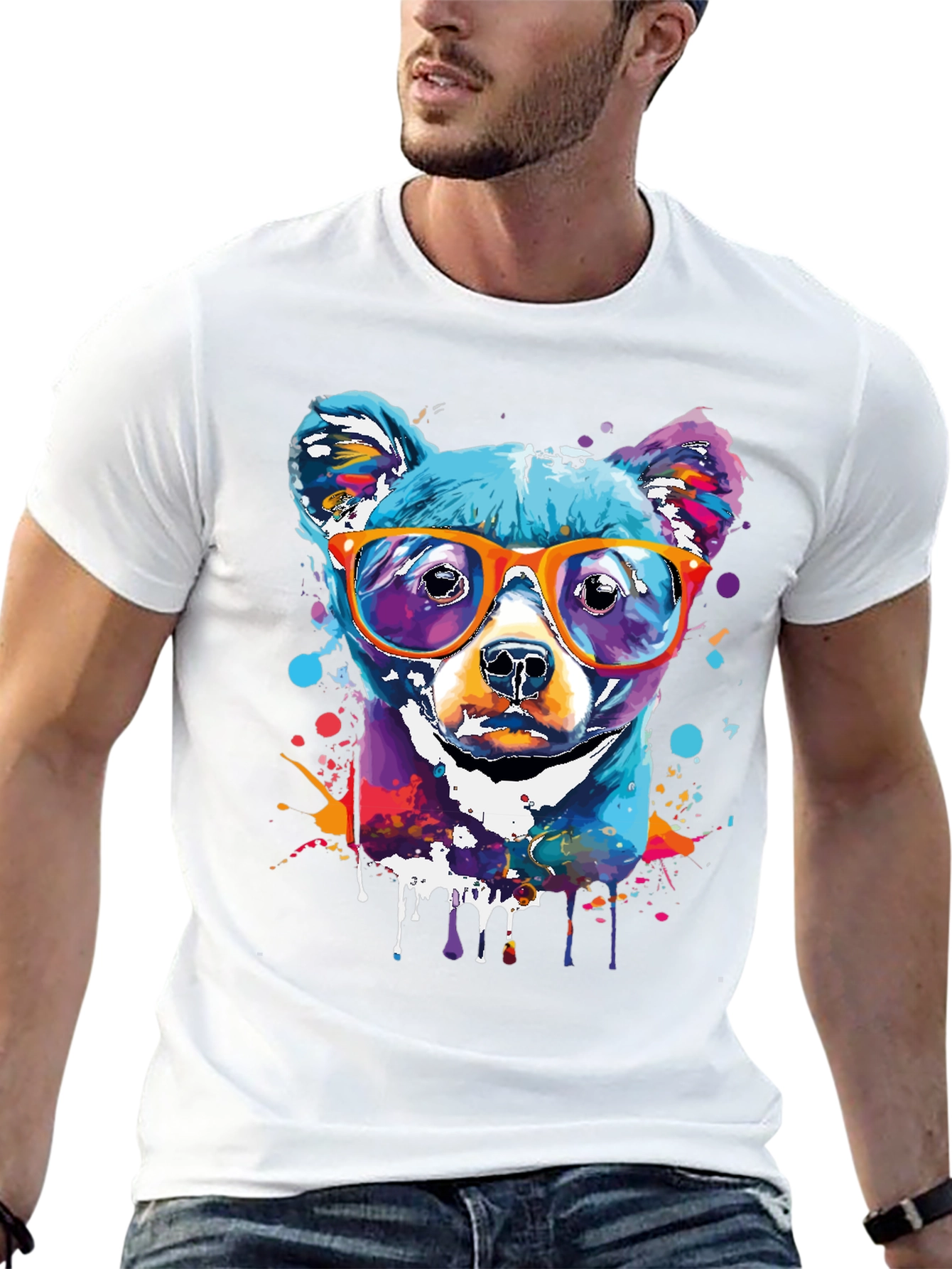 Cool Dog Art T-Shirt - Vibrant Graphic Tee
