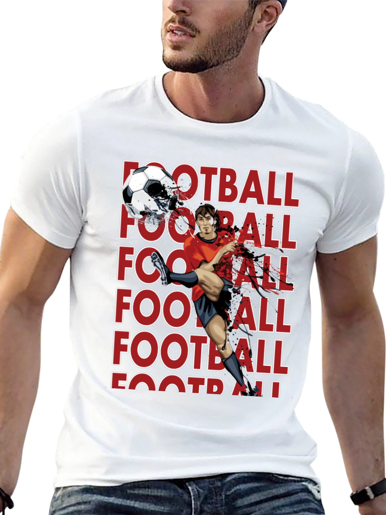 Football Player Graphic T-Shirt