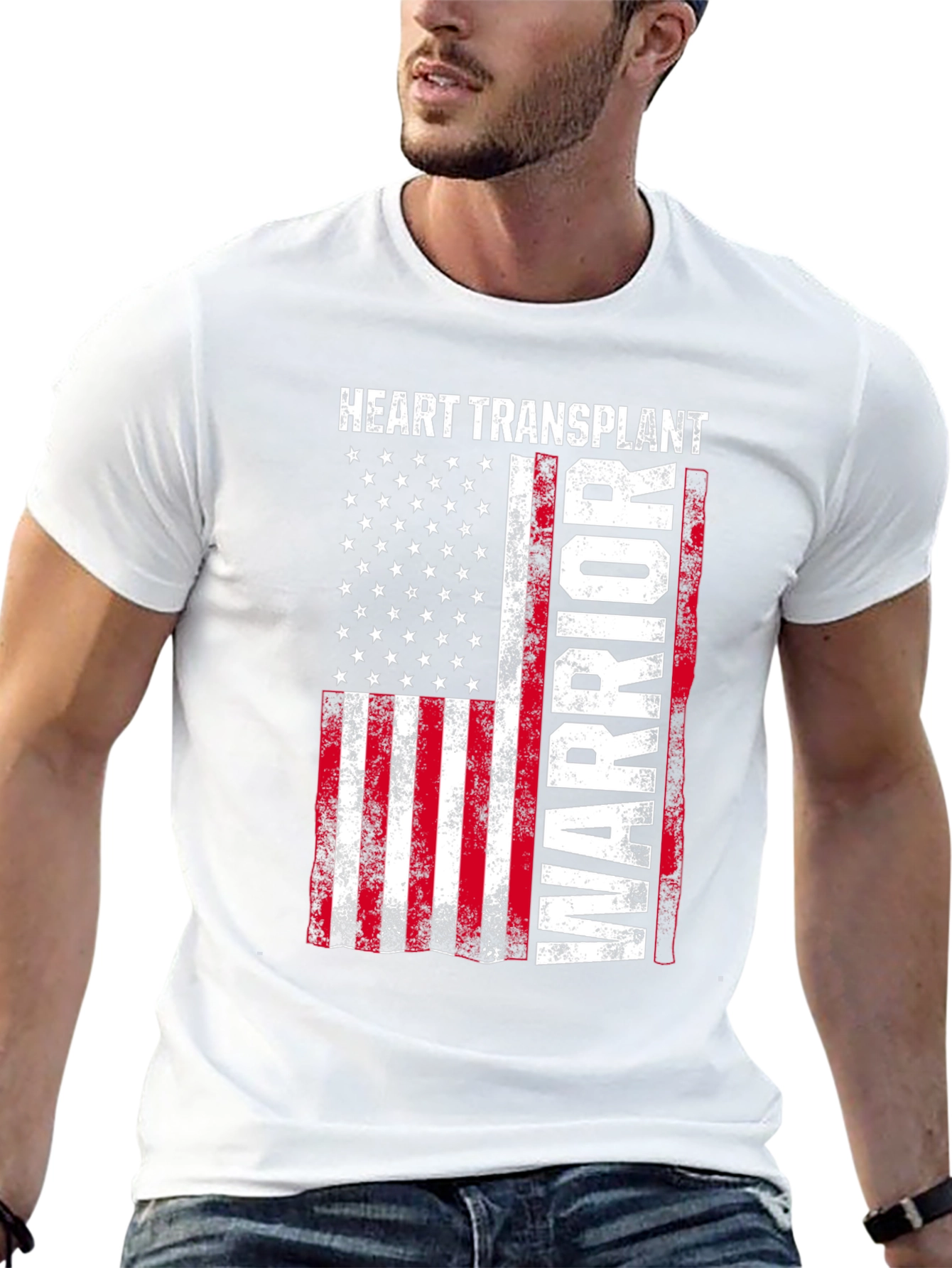 Heart Transplant Warrior Patriotic Graphic Tee