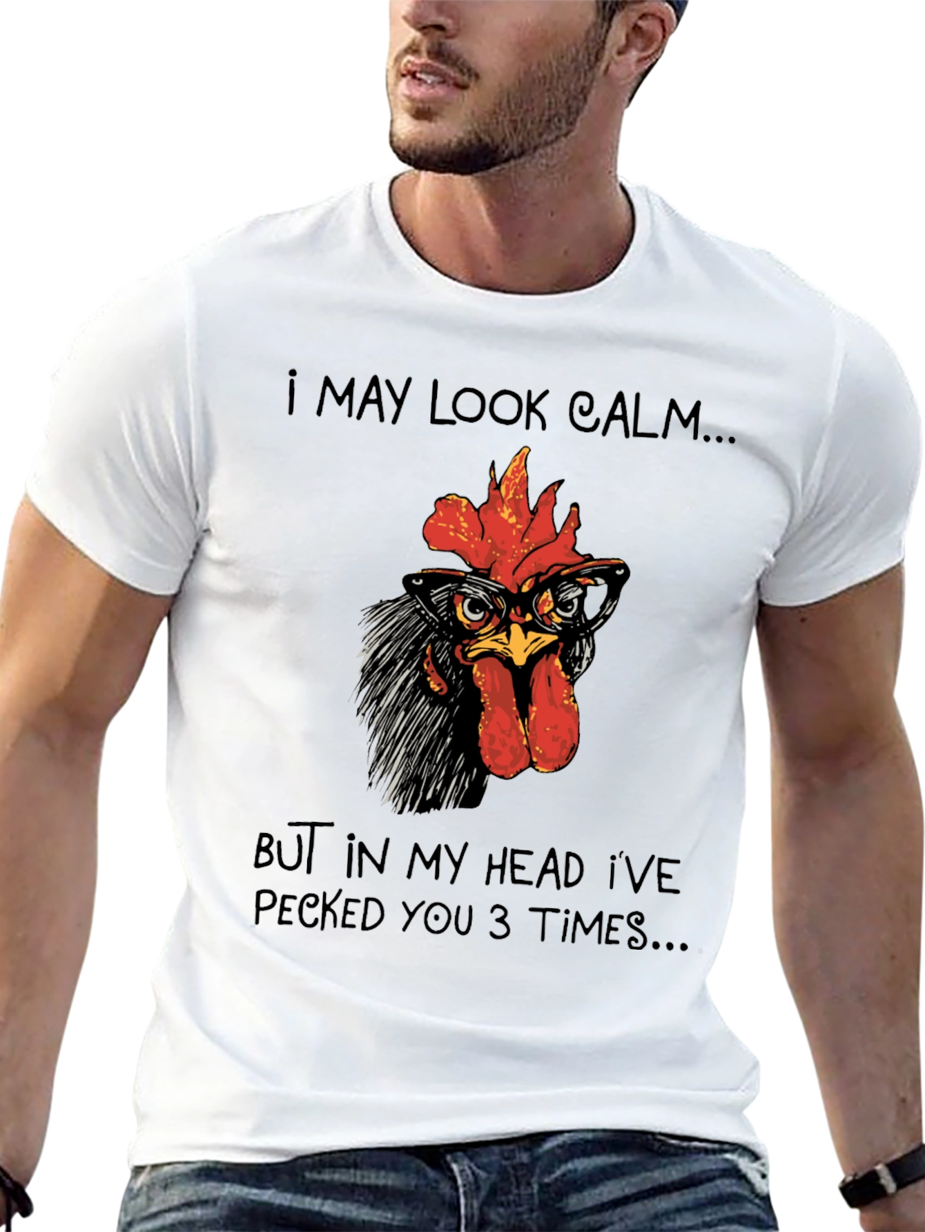 Calm Chicken T-Shirt - Funny Rooster Tee