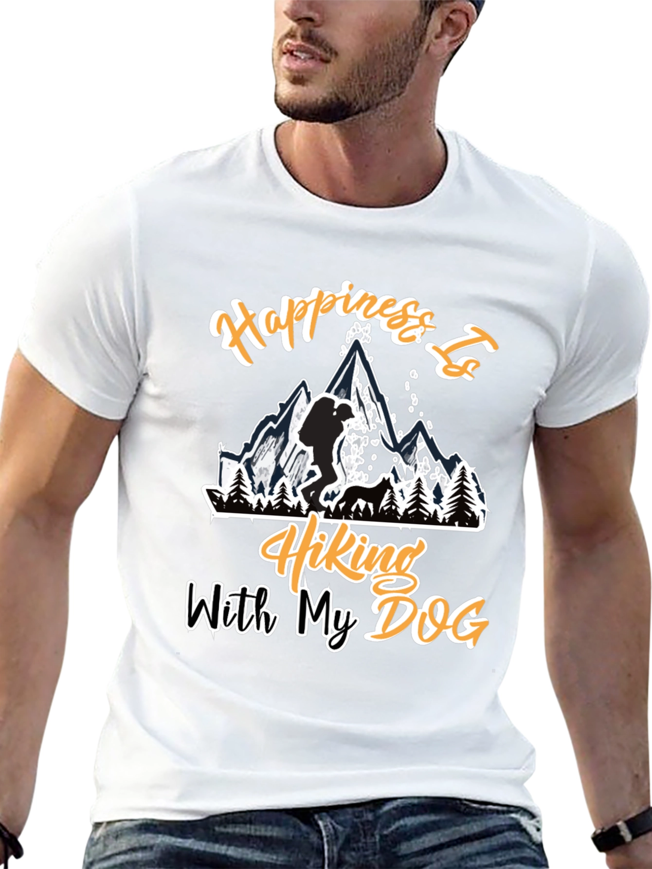 Hiking with My Dog Black T-Shirt