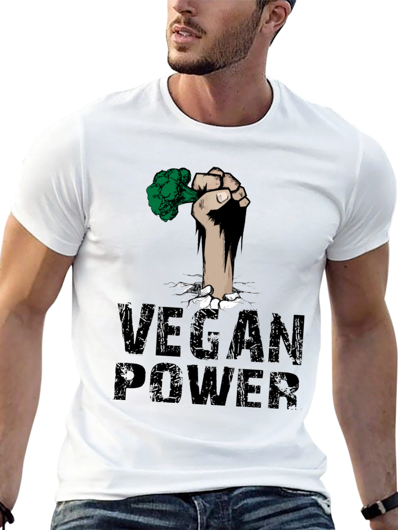 Vegan Power Fist T-Shirt - Broccoli Strength