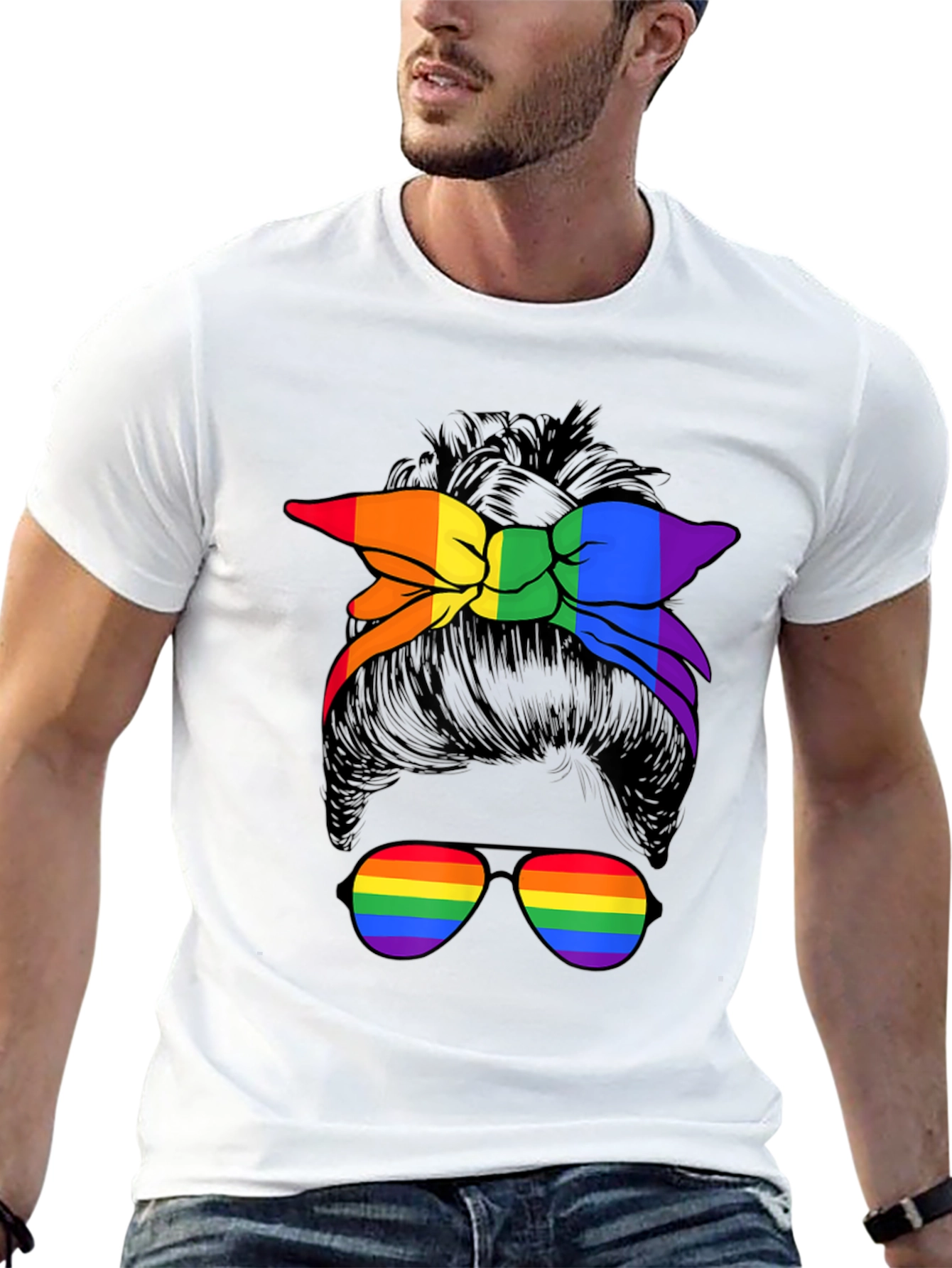 Rainbow Messy Bun T-Shirt - Pride