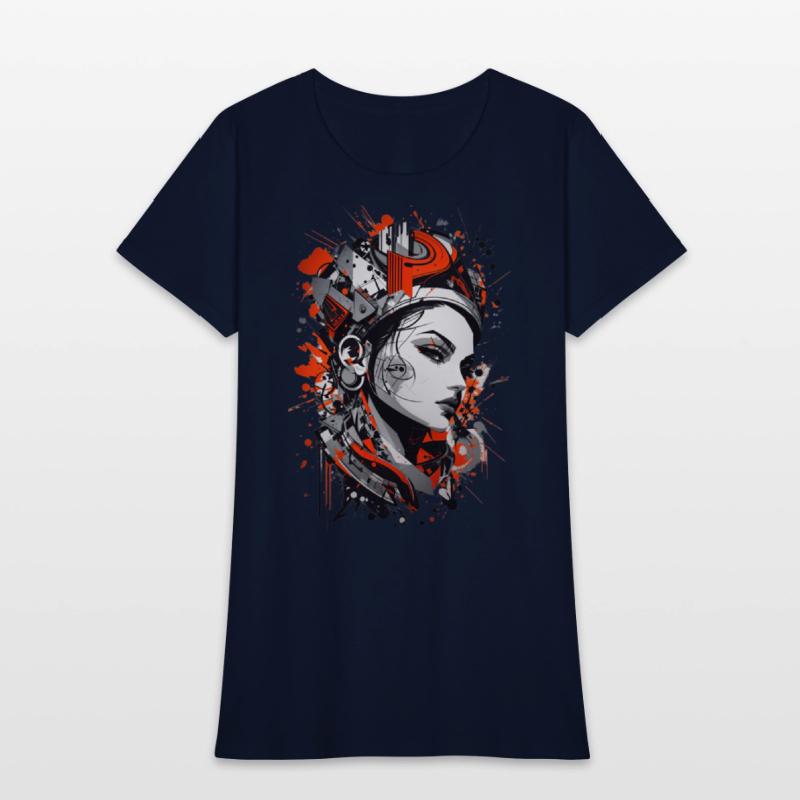 Abstract Colorful Young Woman Graffiti Art