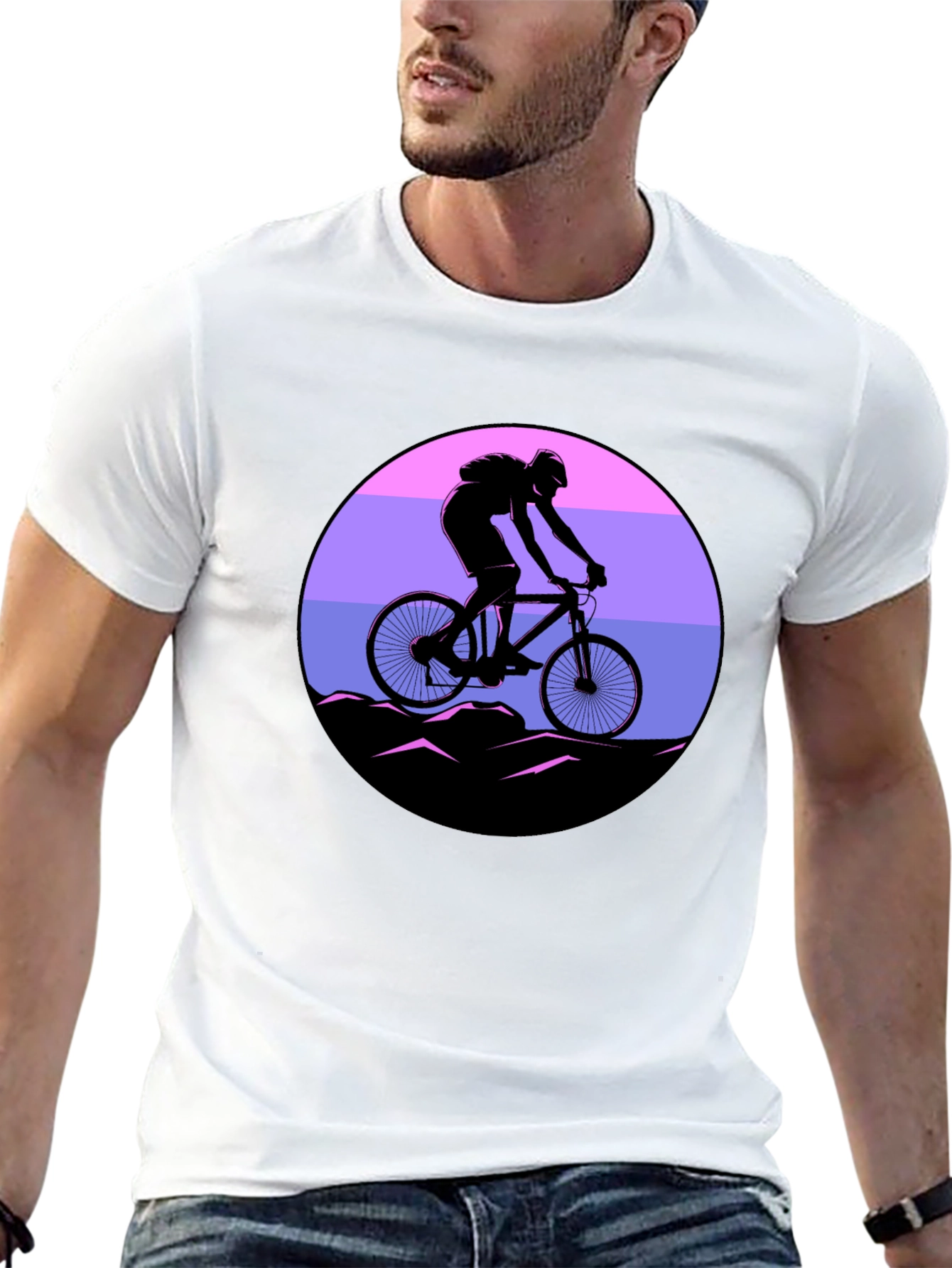 Mountain Biker Sunset Graphic Tee