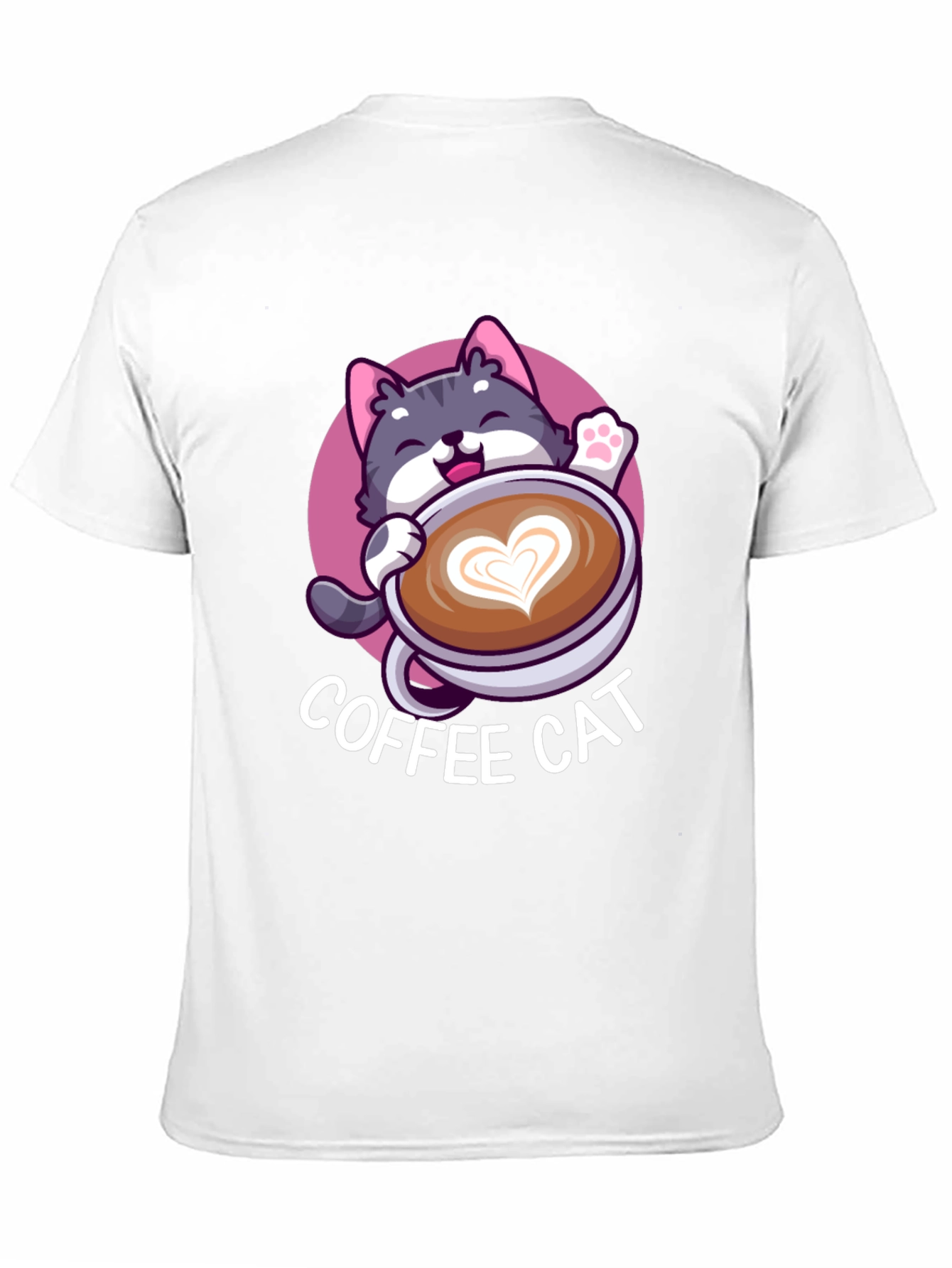 Coffee Cat Graphic Tee - Black Cotton T-Shirt